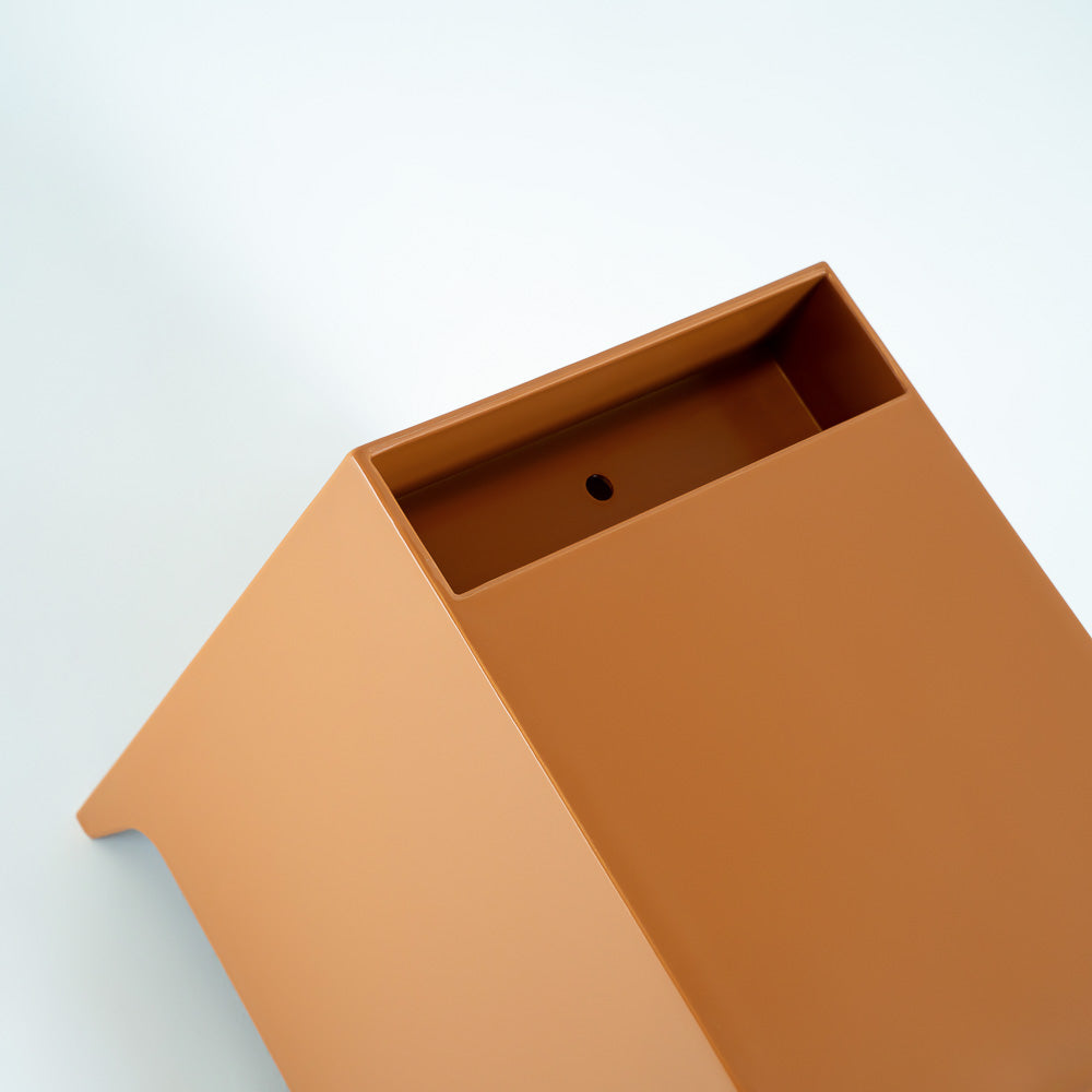 Caramel RUDI side table or bedside table with a sleek design, ideal for bedroom or living room decor.