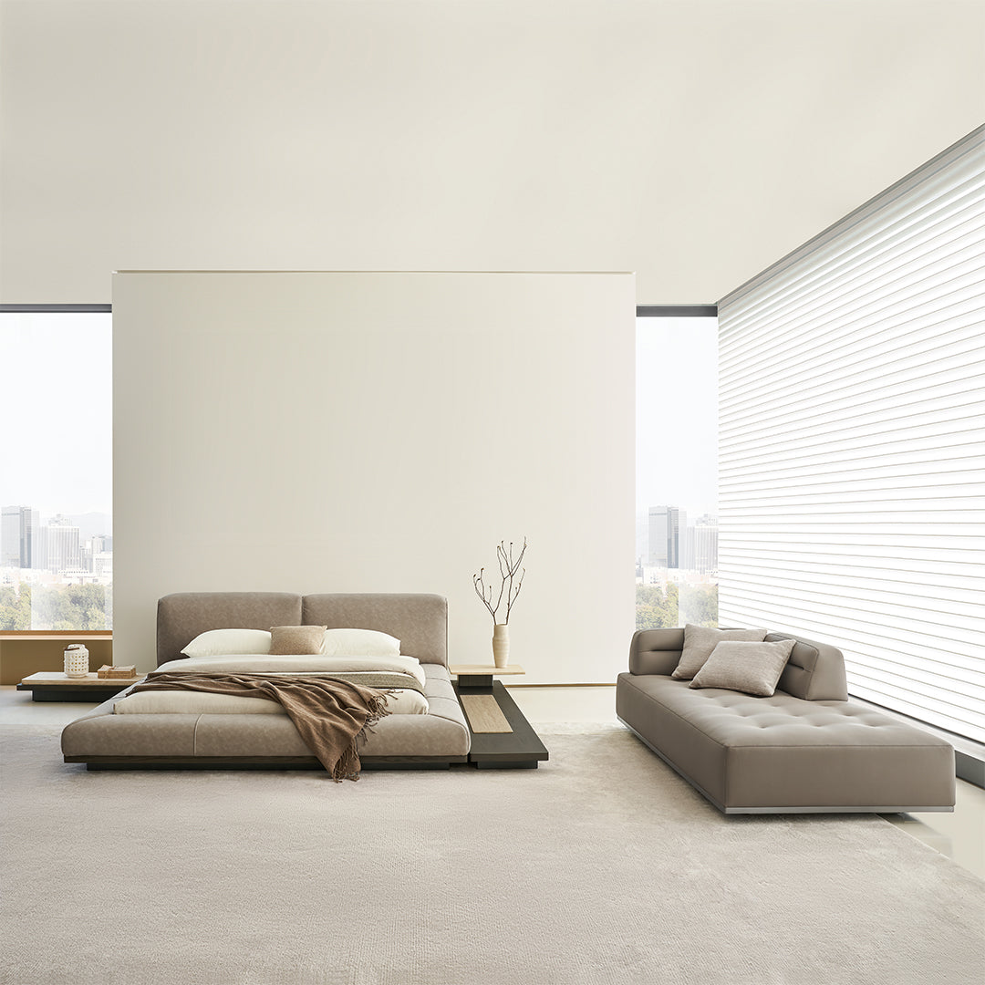 BEACON Carmilla 2-Seater Leather Sofa Module without arm, modern design, gray upholstery, suitable for contemporary living rooms.