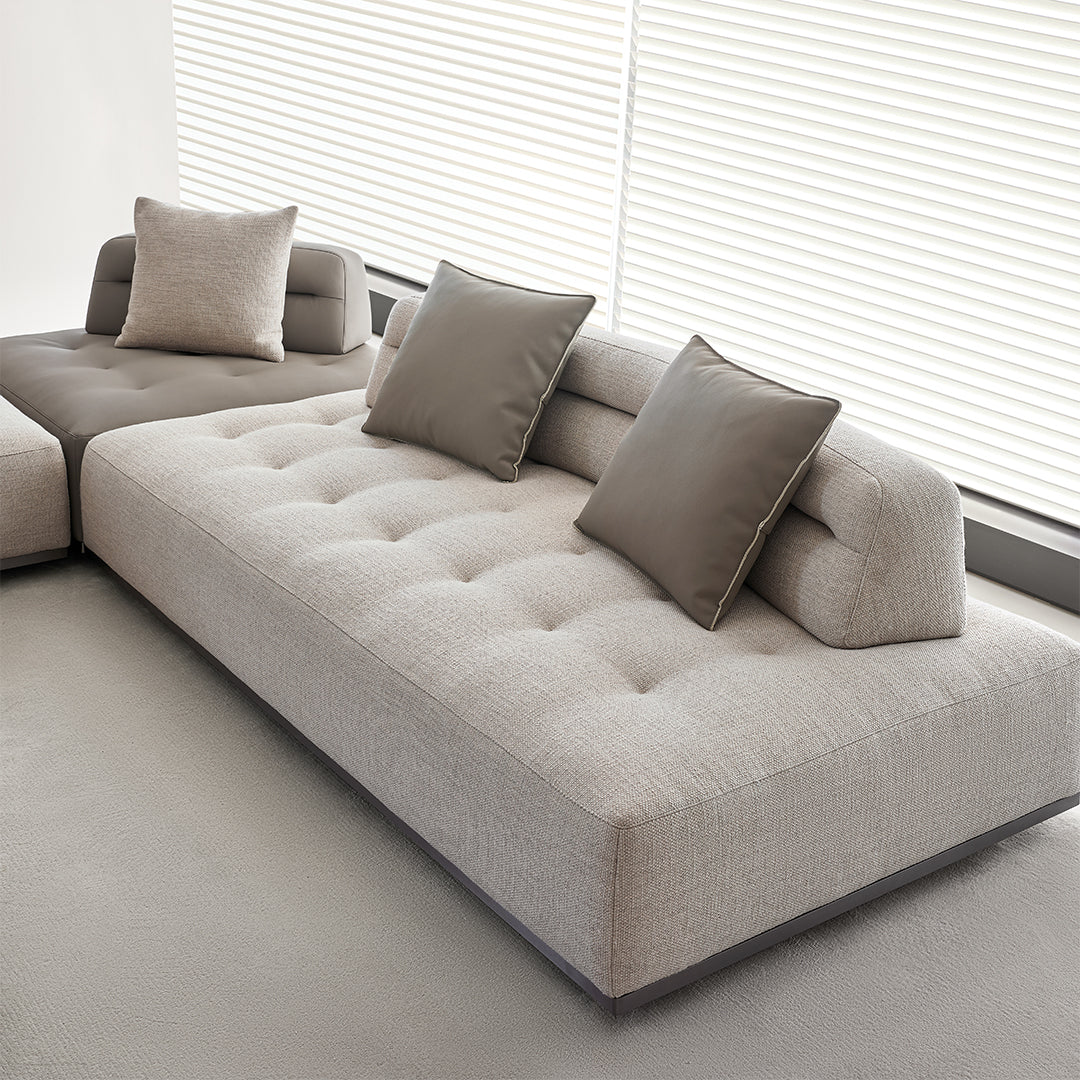 Leather Carmilla single seater module sofa without arm by BEACON, modern design, shown in a stylish living room setting.