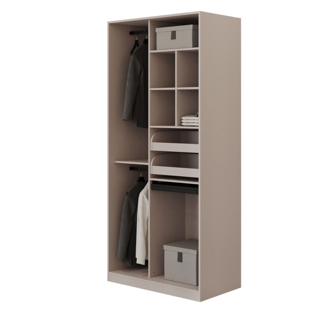 Elegant wardrobe cabinet with a cashmere finish, 100cm V2 Sweater design by AKYOL, featuring sleek storage for clothing and accessories.