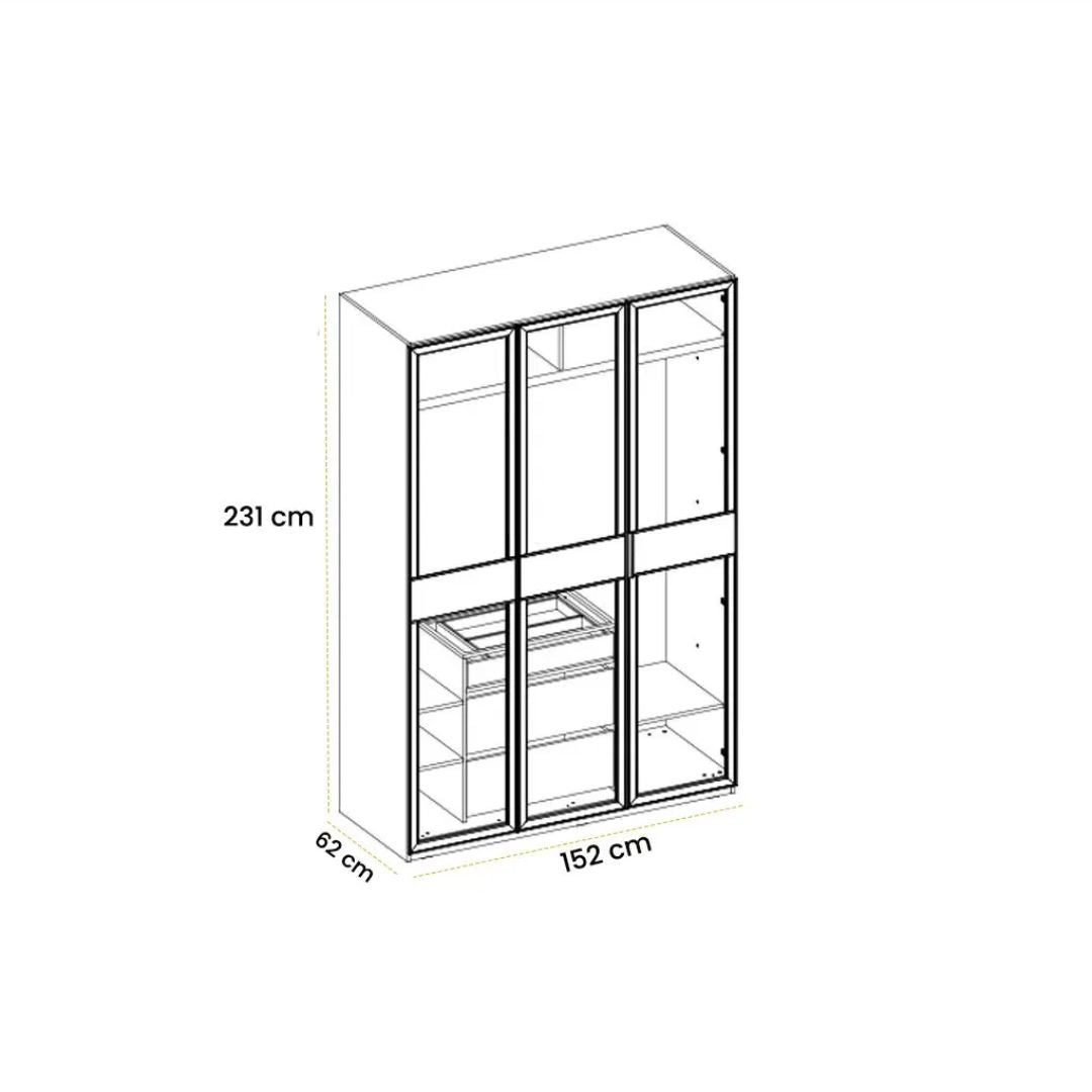 Cashmere 150 cm accordion door wardrobe by AKYOL, stylish cabinet with soft cashmere finish and space-saving design.