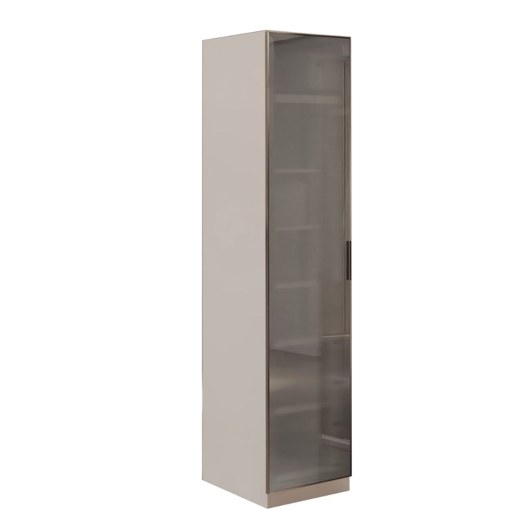 Cashmere 50 cm wardrobe with glass door, AKYOL melamine cabinet in a modern bedroom setup.