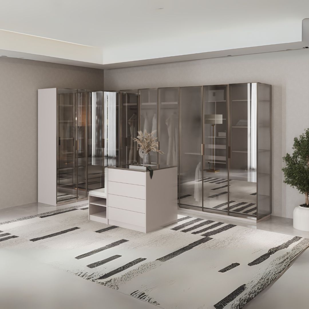 Cashmere corner wardrobe with four doors, accordion-style cabinet from AKYOL, featuring a stylish and functional storage solution.