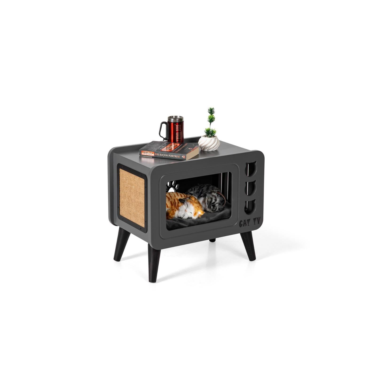 Cat house & Tv Antrasite Coffee Table HW-CTAS1CT -  Side Tables - ebarza Furniture UAE | Shop Modern Furniture in Abu Dhabi & Dubai - مفروشات ايبازرا في الامارات | تسوق اثاث عصري وديكورات مميزة في دبي وابوظبي