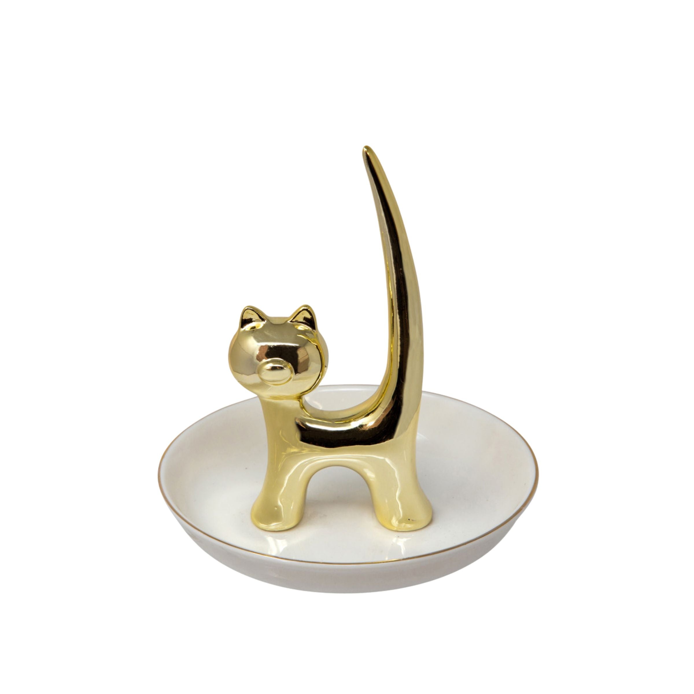 Cat Ring Holder - Ceramic 12747-13 -  Home Decor Figurines | حامل حلقات للقطط - سيراميك - ebarza Furniture UAE | Shop Modern Furniture in Abu Dhabi & Dubai - مفروشات ايبازرا في الامارات | تسوق اثاث عصري وديكورات مميزة في دبي وابوظبي