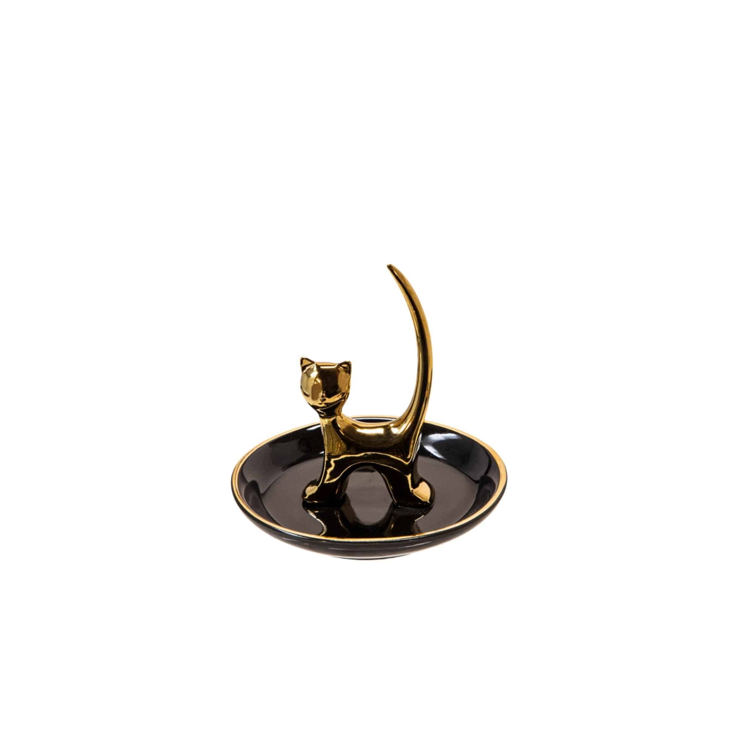 Cat Trinket Ceramic Tray 10 Cm - Black 12747-18 -  Home Decor Figurines | صينية سيراميك حلية للقطط 10 سم - اسود - ebarza Furniture UAE | Shop Modern Furniture in Abu Dhabi & Dubai - مفروشات ايبازرا في الامارات | تسوق اثاث عصري وديكورات مميزة في دبي وابوظبي