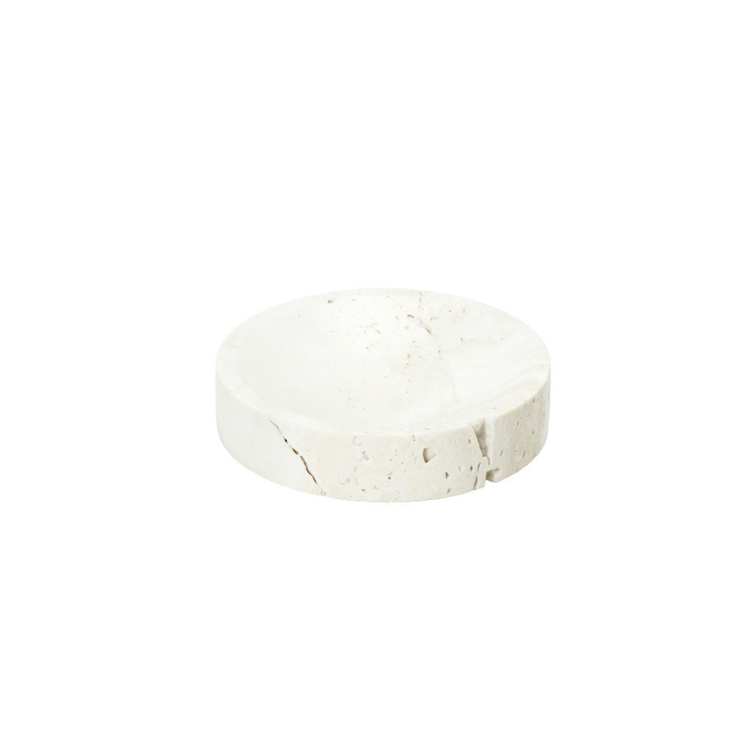 Cave stone circular soap dish from BEACON bathroom accessories collection, designed for holding soap in a stylish bathroom.