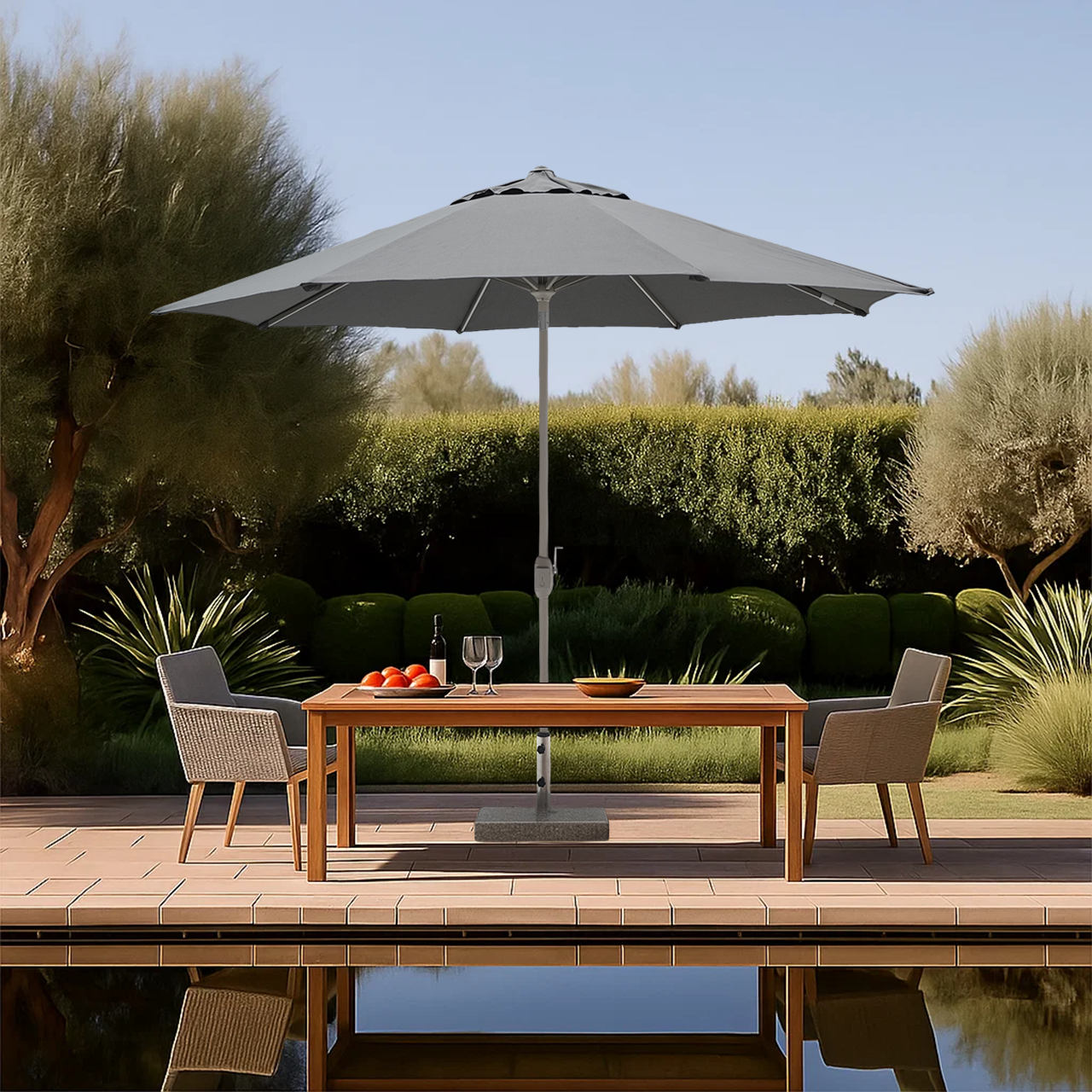 Celestial Center Pole Umbrella With Crank with Umbrella Base With Wheels DC-LUP-206 / DC-BC-230 -  Outdoor Umbrellas - ebarza Furniture UAE | Shop Modern Furniture in Abu Dhabi & Dubai - مفروشات ايبازرا في الامارات | تسوق اثاث عصري وديكورات مميزة في دبي وابوظبي