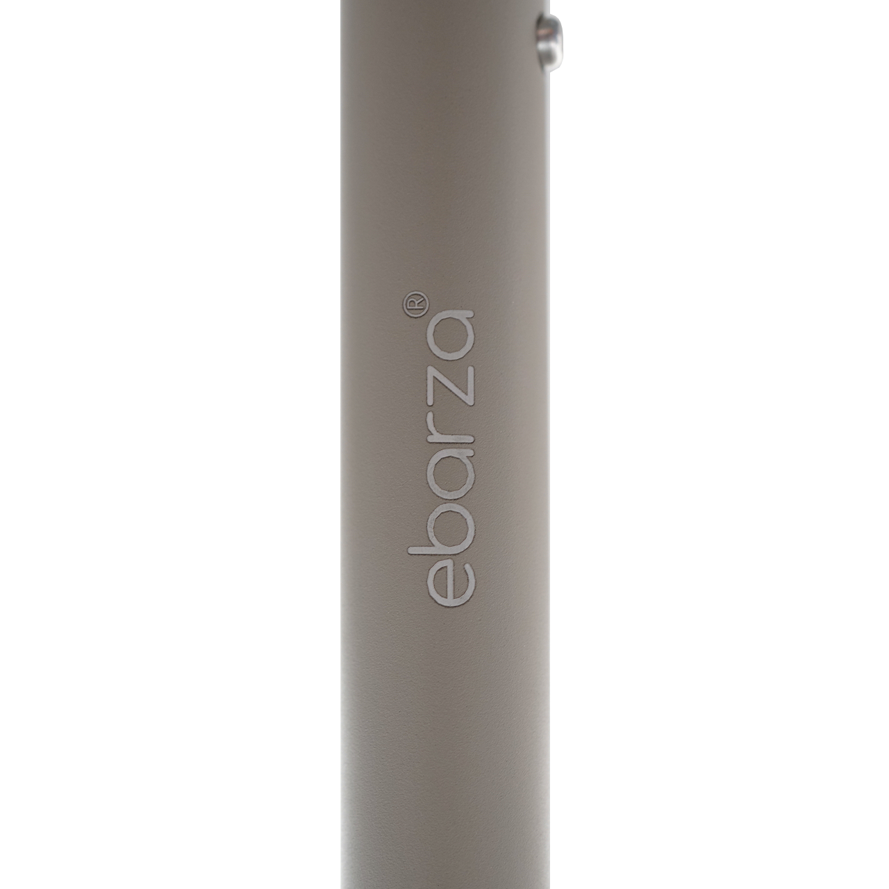 Outdoor BEACON celestial center pole umbrella with crank and wheel-equipped base, ideal for shade and weather resistance.