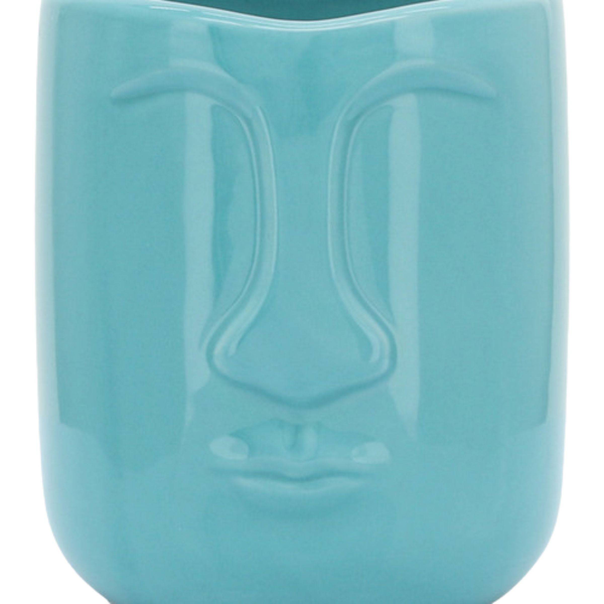 Ceramic Face Vase 12 Cm - Turquoise 15764-03 -  Planter Boxes | مزهرية سيراميك للوجه 12 سم - تركواز - ebarza Furniture UAE | Shop Modern Furniture in Abu Dhabi & Dubai - مفروشات ايبازرا في الامارات | تسوق اثاث عصري وديكورات مميزة في دبي وابوظبي