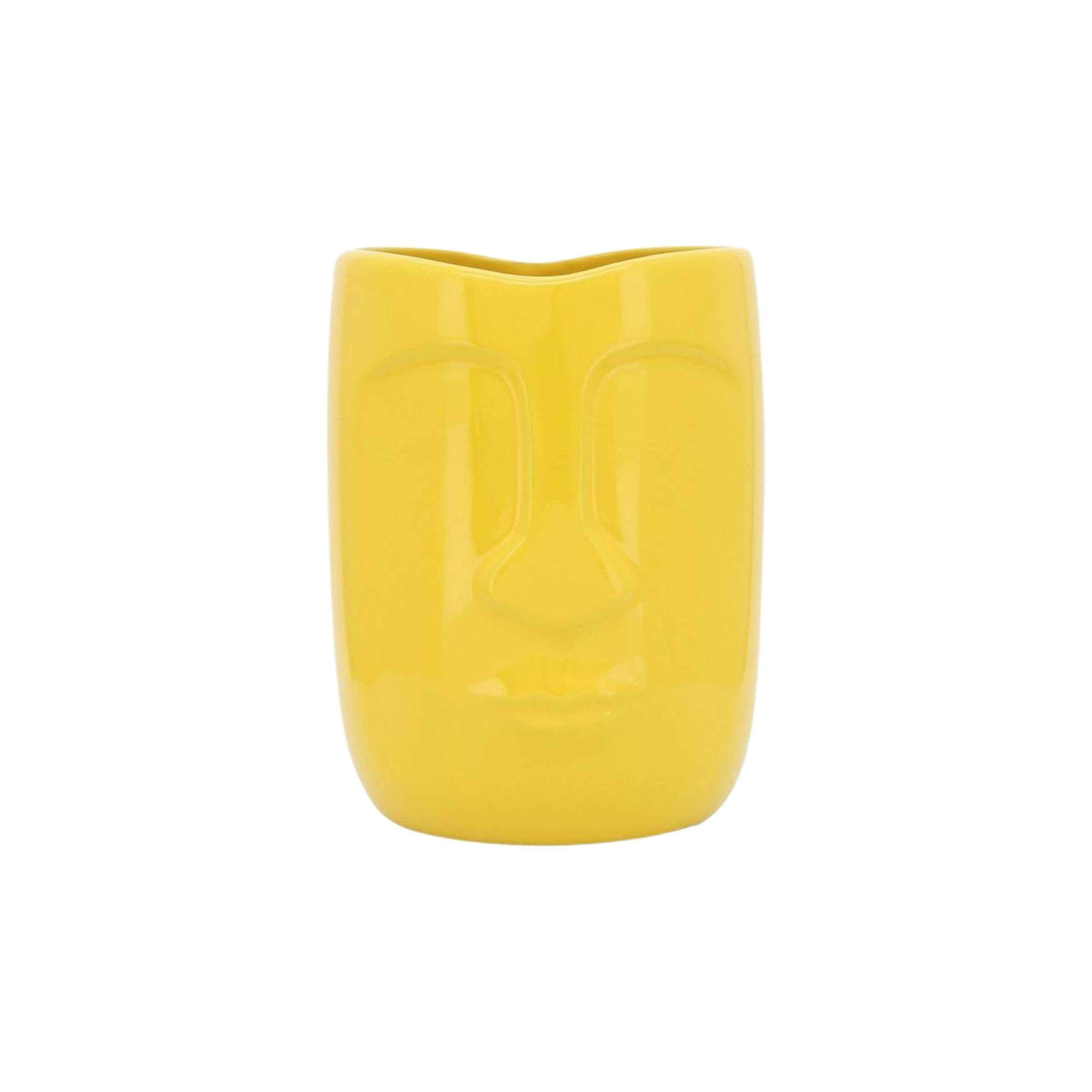 Ceramic Face Vase 15 Cm - Yellow 15765-04 -  Planter Boxes | مزهرية سيراميك للوجه 15 سم - اصفر - ebarza Furniture UAE | Shop Modern Furniture in Abu Dhabi & Dubai - مفروشات ايبازرا في الامارات | تسوق اثاث عصري وديكورات مميزة في دبي وابوظبي