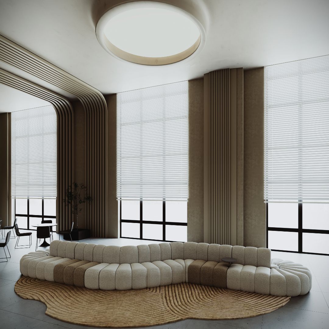 Chameleon Sofa Curved Pouf by BEACON, versatile ottoman with a stylish curved design, perfect for modern living rooms.