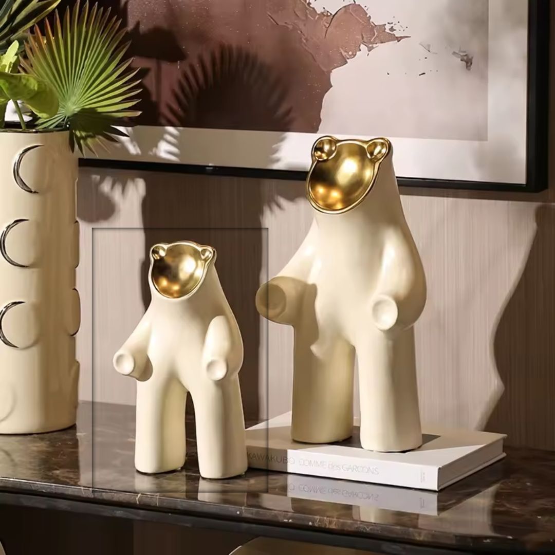 Cheer Up Bear-B home decor figurine by BEACON, a cute plush bear sculpture for decorative display.
