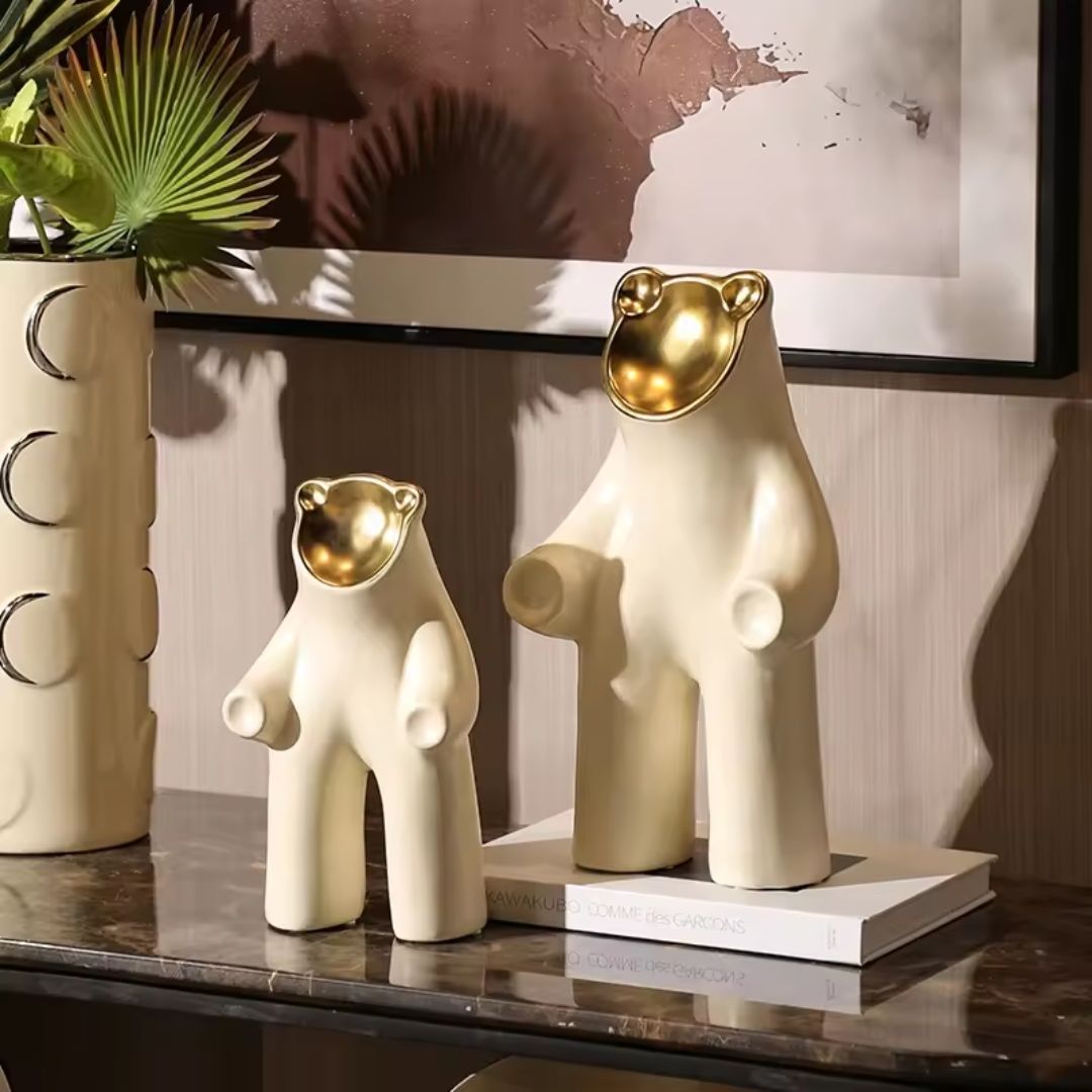 Cheer Up Bear-B home decor figurine by BEACON, featuring a cute, smiling bear design for charming interior decoration.