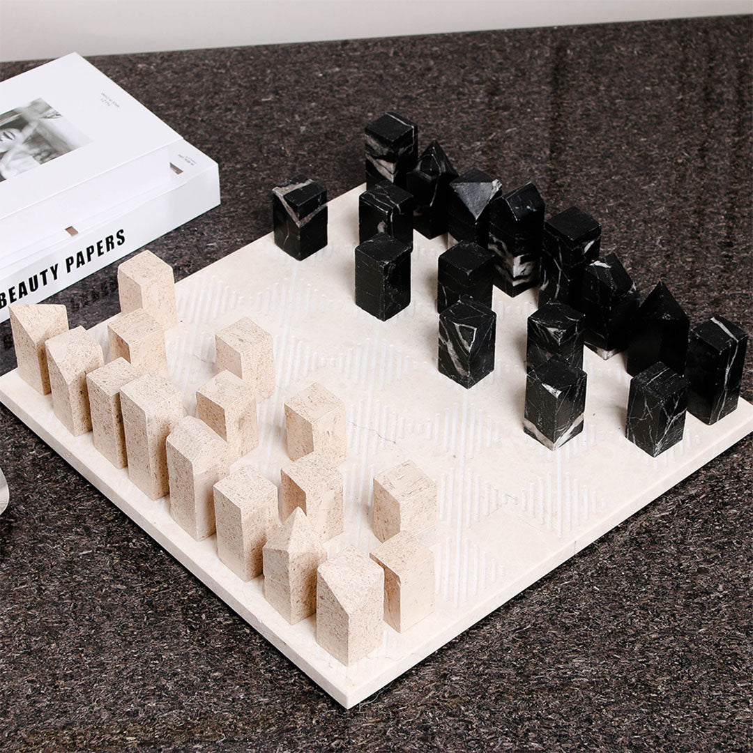 Chessboard Beige & Black - KG3003 -  Home Decor Figurines - ebarza Furniture UAE | Shop Modern Furniture in Abu Dhabi & Dubai - مفروشات ايبازرا في الامارات | تسوق اثاث عصري وديكورات مميزة في دبي وابوظبي