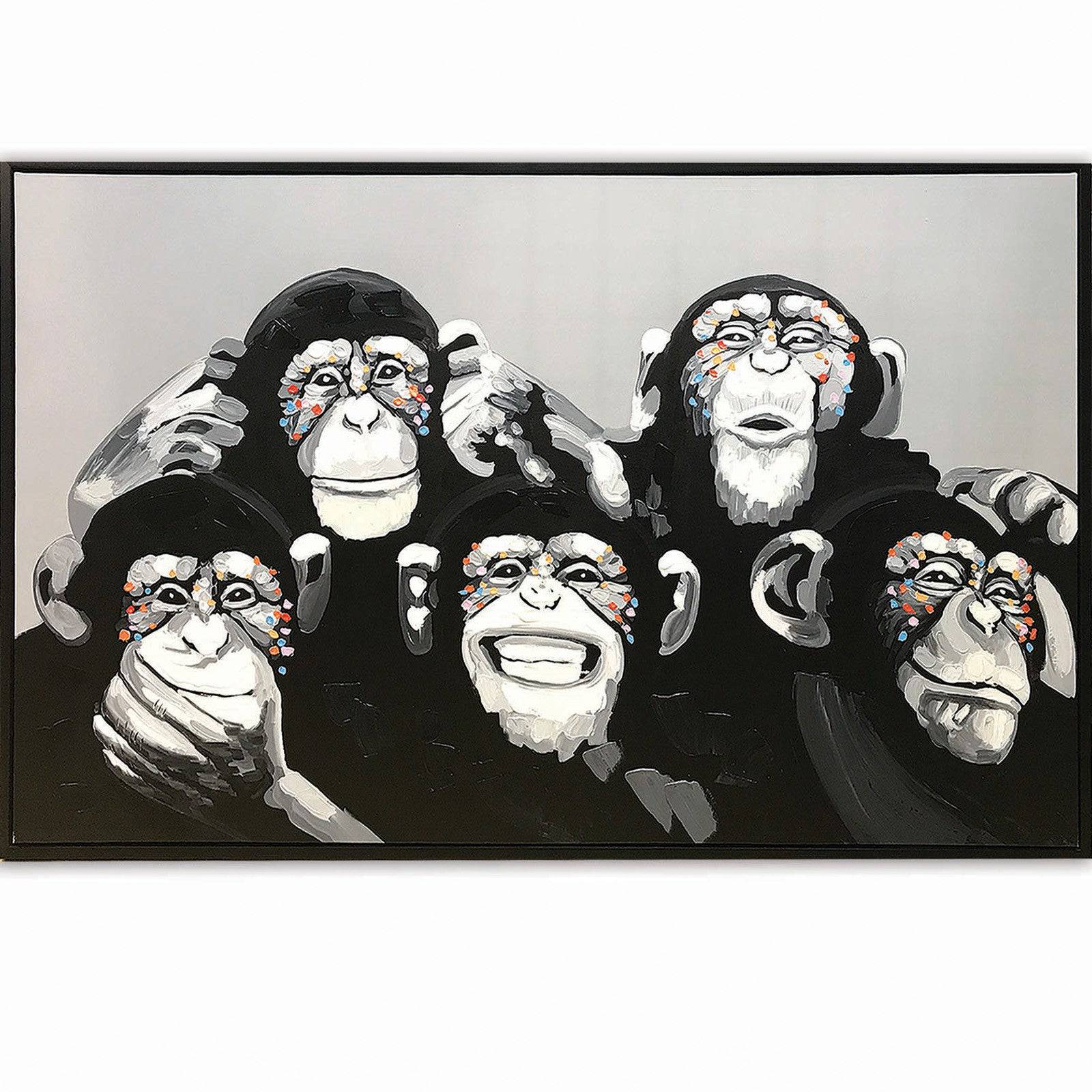 Chimpanzee Gang Hand Painted Art Painting With Frame 180X90Cm Pnb892 Soap0068 -  Paintings | لوحة عصابة الشمبانزي الفنية مرسومة باليد بإطار 180 × 90 سم - ebarza Furniture UAE | Shop Modern Furniture in Abu Dhabi & Dubai - مفروشات ايبازرا في الامارات | تسوق اثاث عصري وديكورات مميزة في دبي وابوظبي