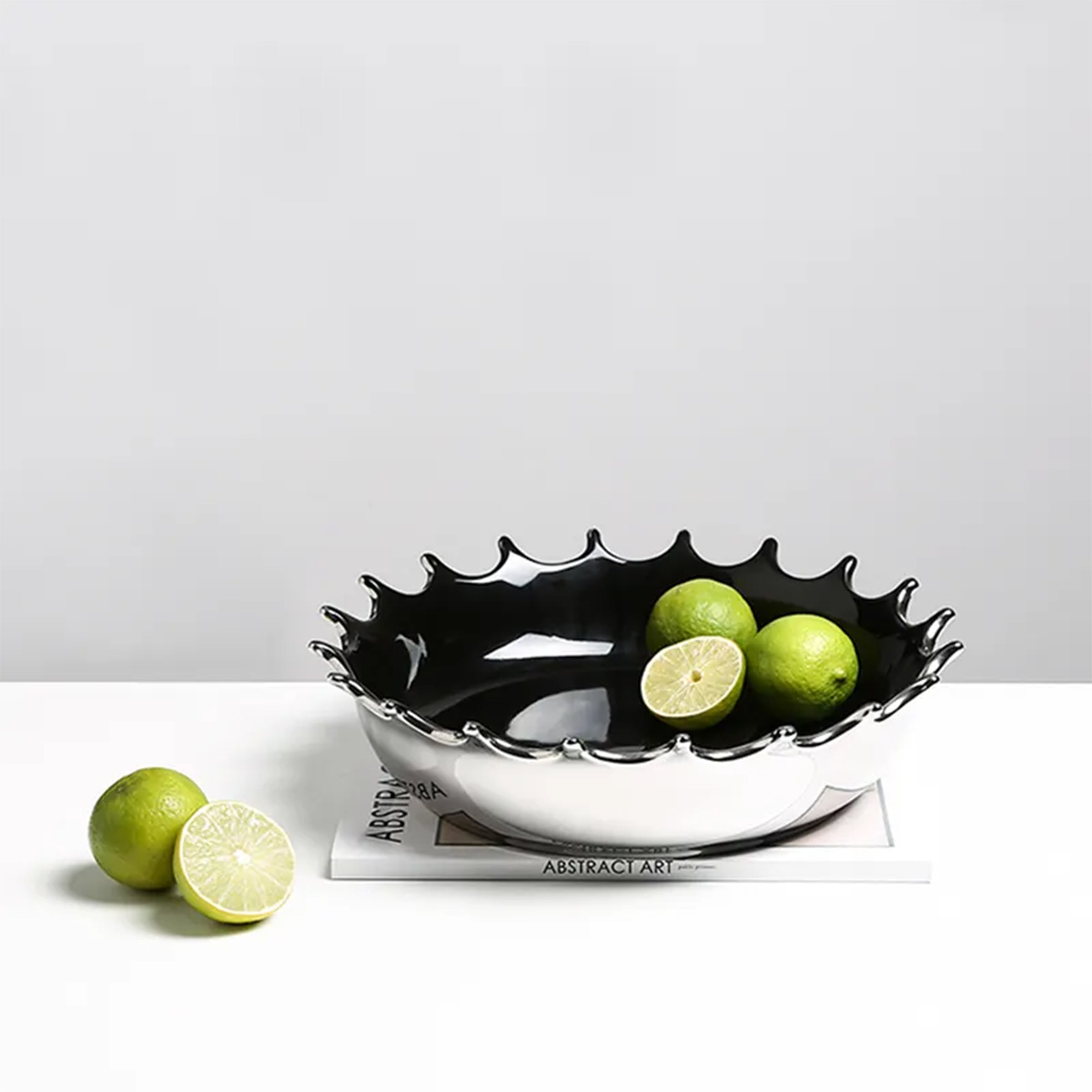 Chrome Look Ceramic Decorative Bowl FD-D22147 -  Bowls - ebarza Furniture UAE | Shop Modern Furniture in Abu Dhabi & Dubai - مفروشات ايبازرا في الامارات | تسوق اثاث عصري وديكورات مميزة في دبي وابوظبي