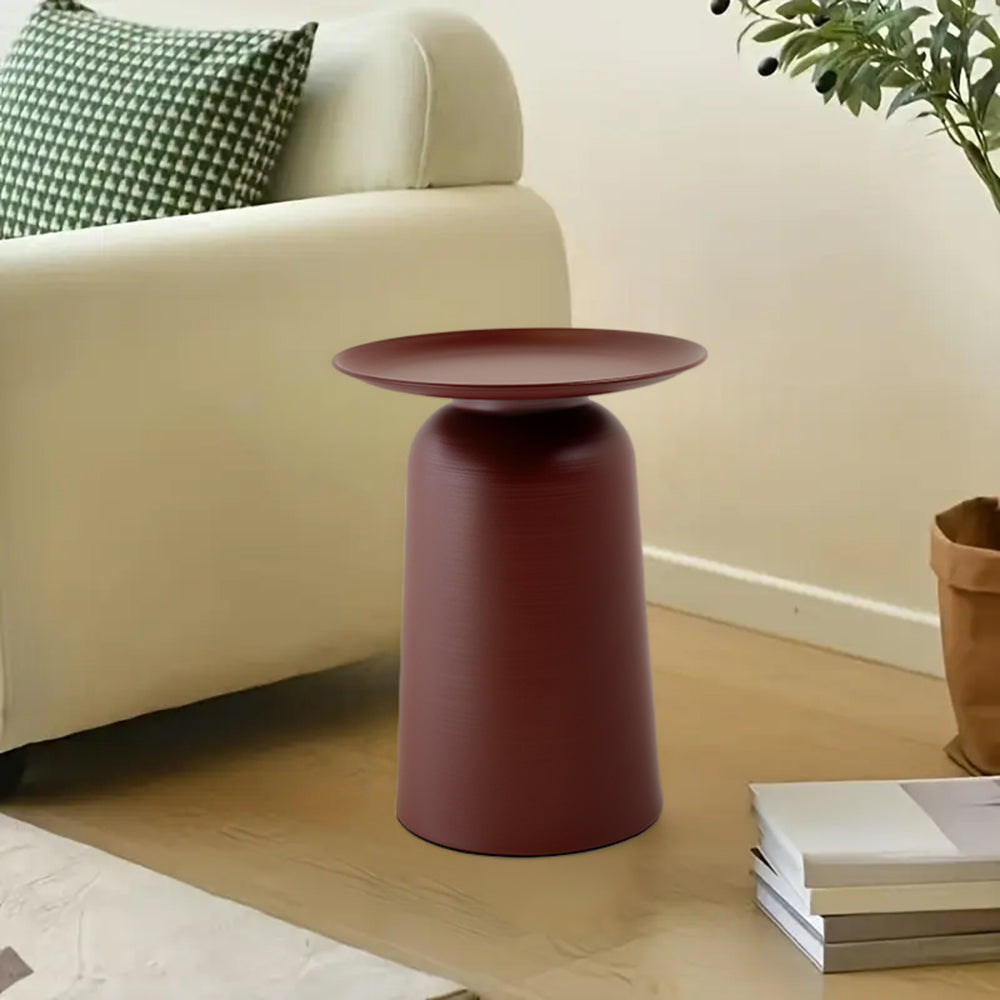 Claret-colored RUDI GT-580A side table with a modern design, featuring a round top and sturdy base for living room use.