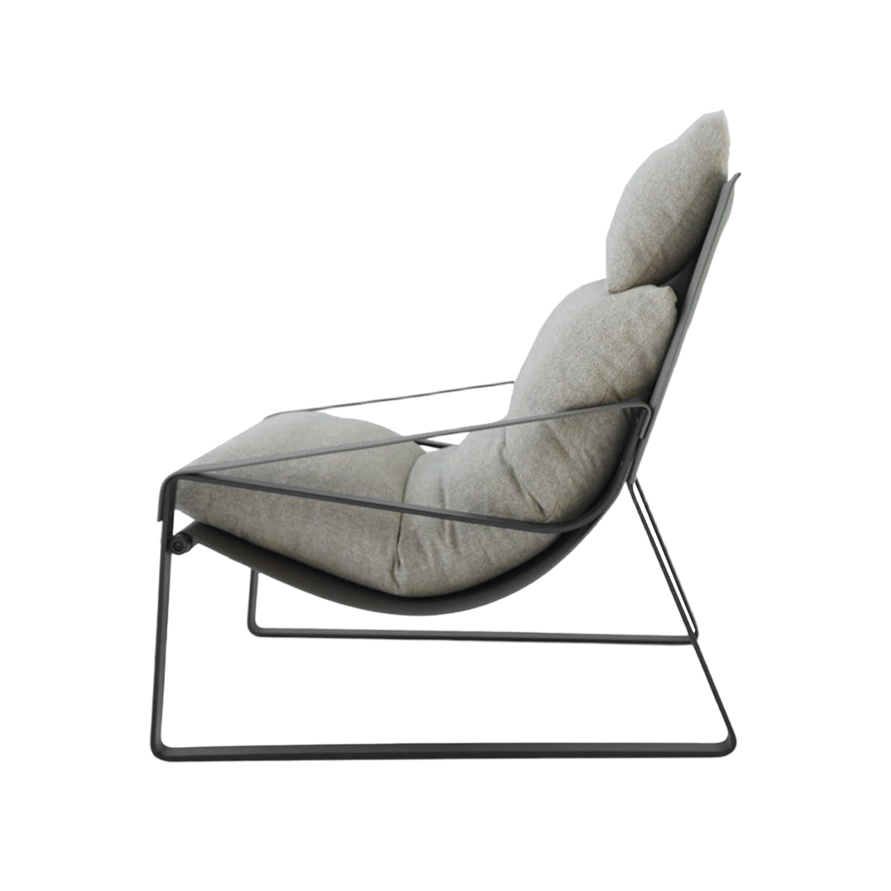 BEACON Claude Saddle Leather Lounge Chair in gray with a modern, curved design and cushioned seat for comfortable seating.