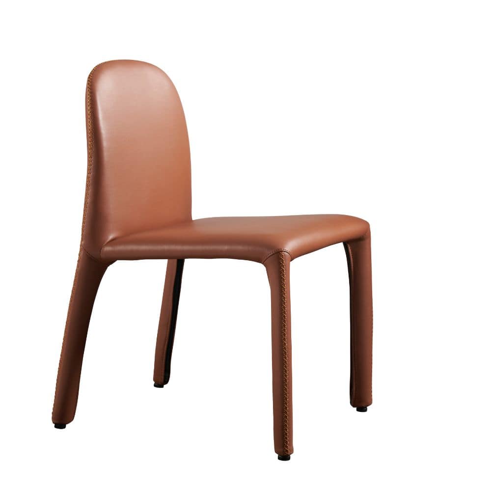 Clay Leather Dining Chair Dc019 -  Chairs | كرسي طعام جلدي بلون الطين - ebarza Furniture UAE | Shop Modern Furniture in Abu Dhabi & Dubai - مفروشات ايبازرا في الامارات | تسوق اثاث عصري وديكورات مميزة في دبي وابوظبي