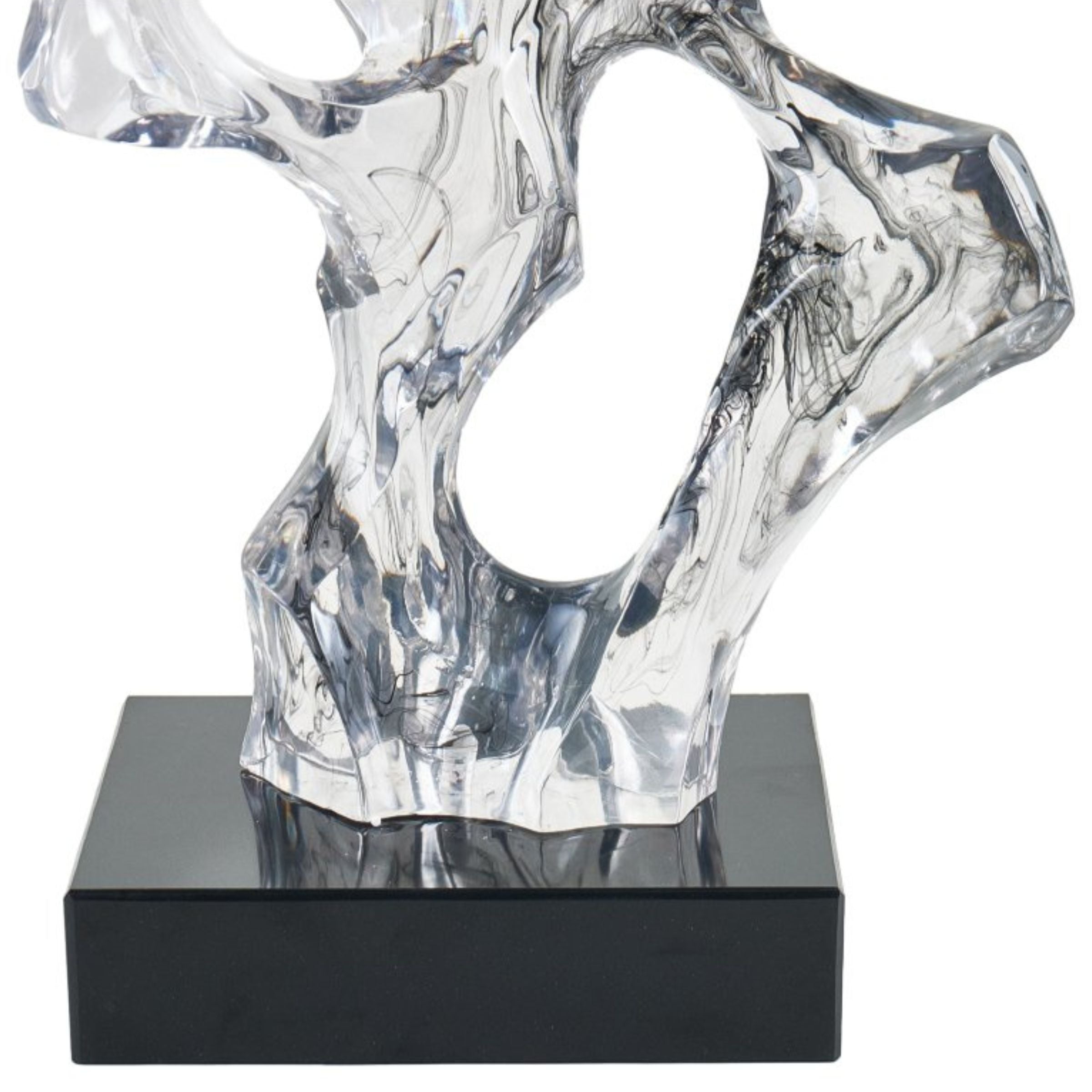 Clear resin and marble abstract sculpture by BEACON, modern home decor figurine with sleek, artistic design.