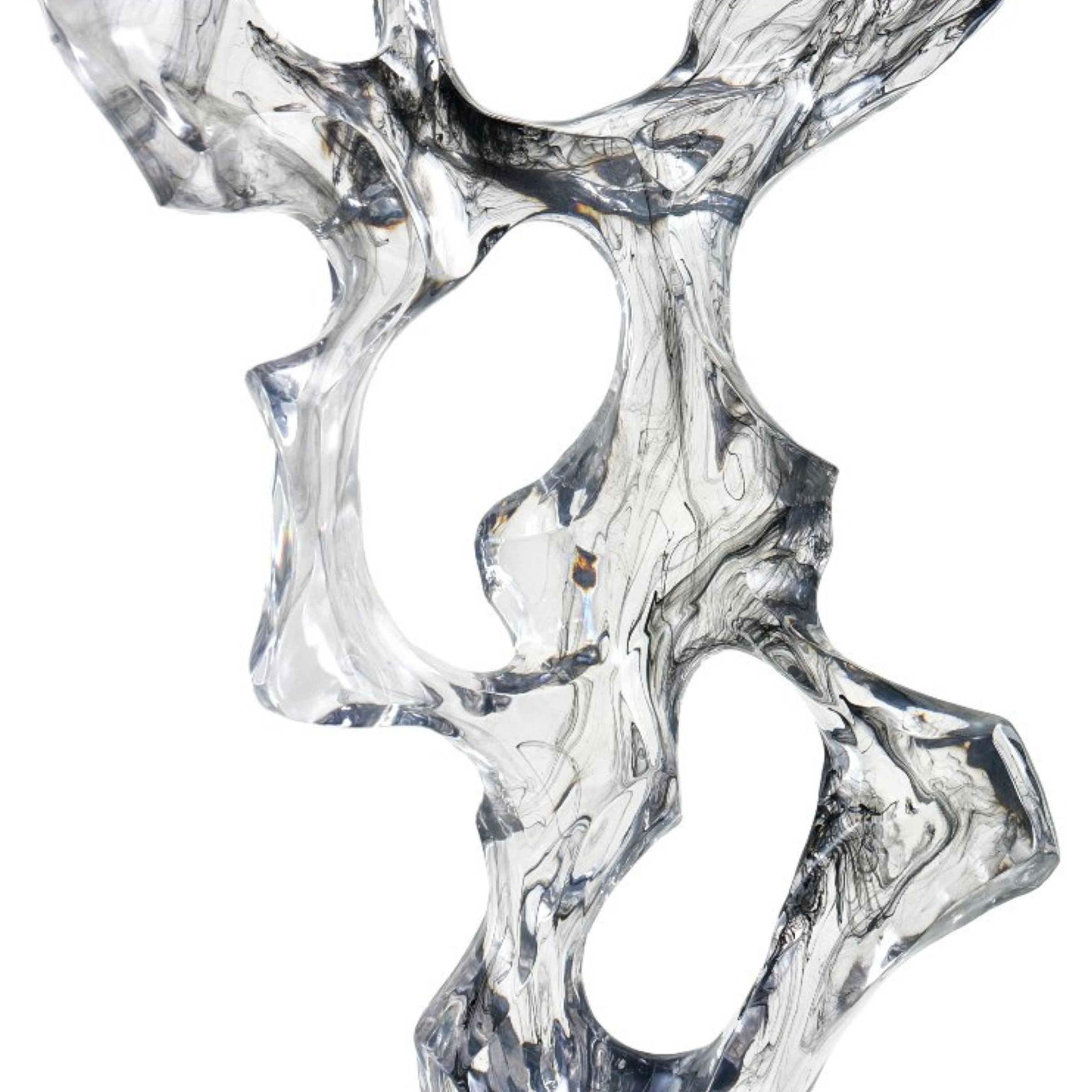 Clear resin and marble abstract sculpture, home decor figurine by BEACON, featuring modern, artistic design for stylish interiors.