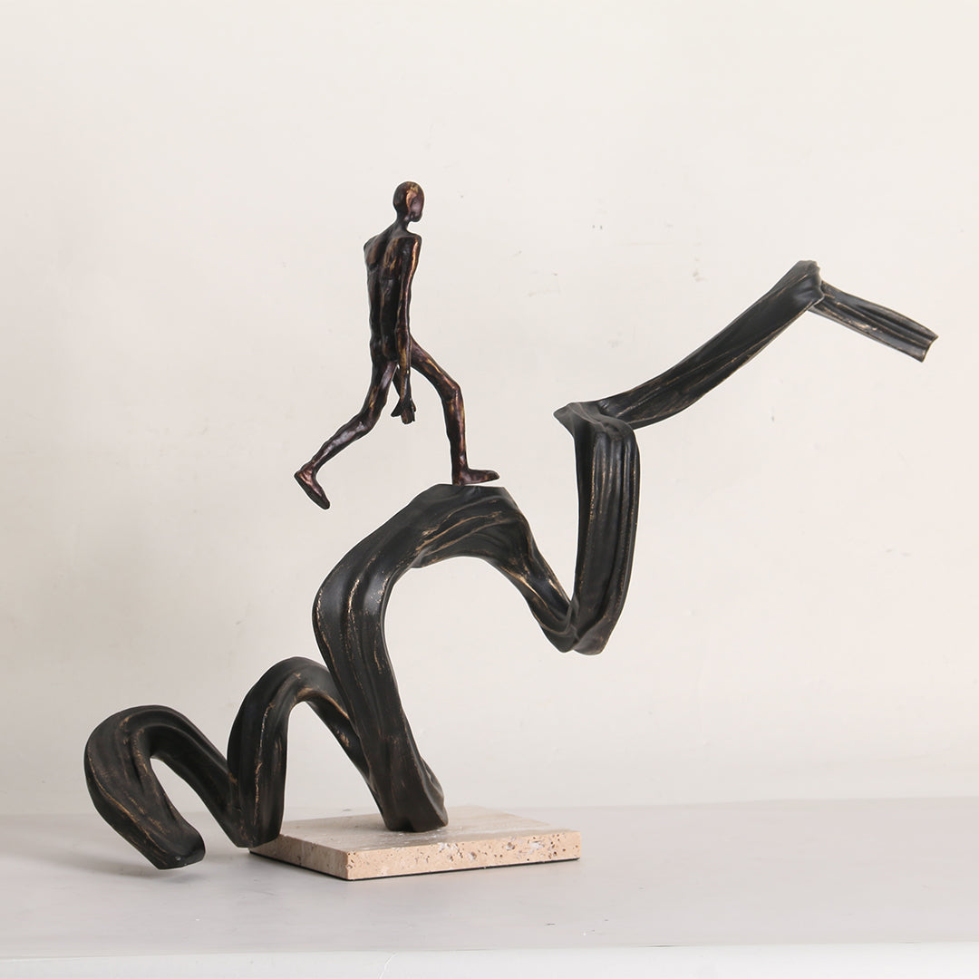 BEACON climbing-up man figurine, home decor sculpture in neutral tones, detailed climbing pose, stylish decorative piece
