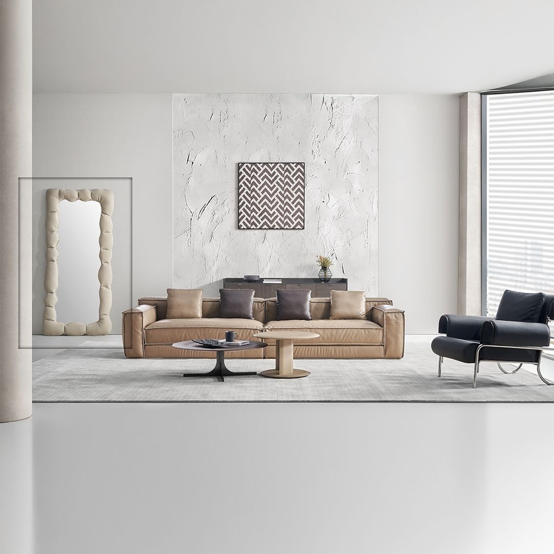 Microfiber Leather Mirror - AC011 -  Mirrors - ebarza Furniture UAE | Shop Modern Furniture in Abu Dhabi & Dubai - مفروشات ايبازرا في الامارات | تسوق اثاث عصري وديكورات مميزة في دبي وابوظبي