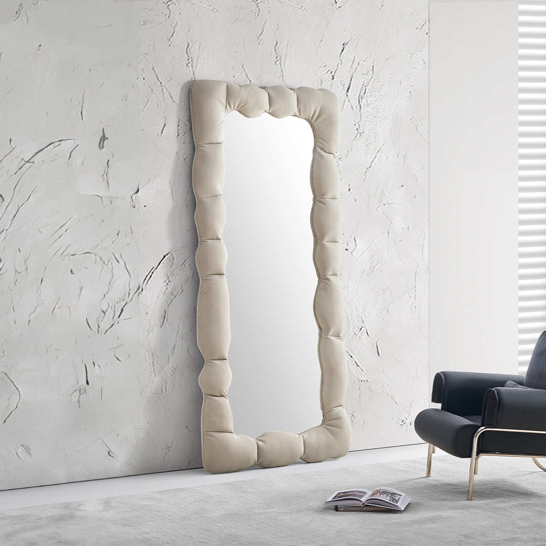 Microfiber Leather Mirror - AC011 -  Mirrors - ebarza Furniture UAE | Shop Modern Furniture in Abu Dhabi & Dubai - مفروشات ايبازرا في الامارات | تسوق اثاث عصري وديكورات مميزة في دبي وابوظبي