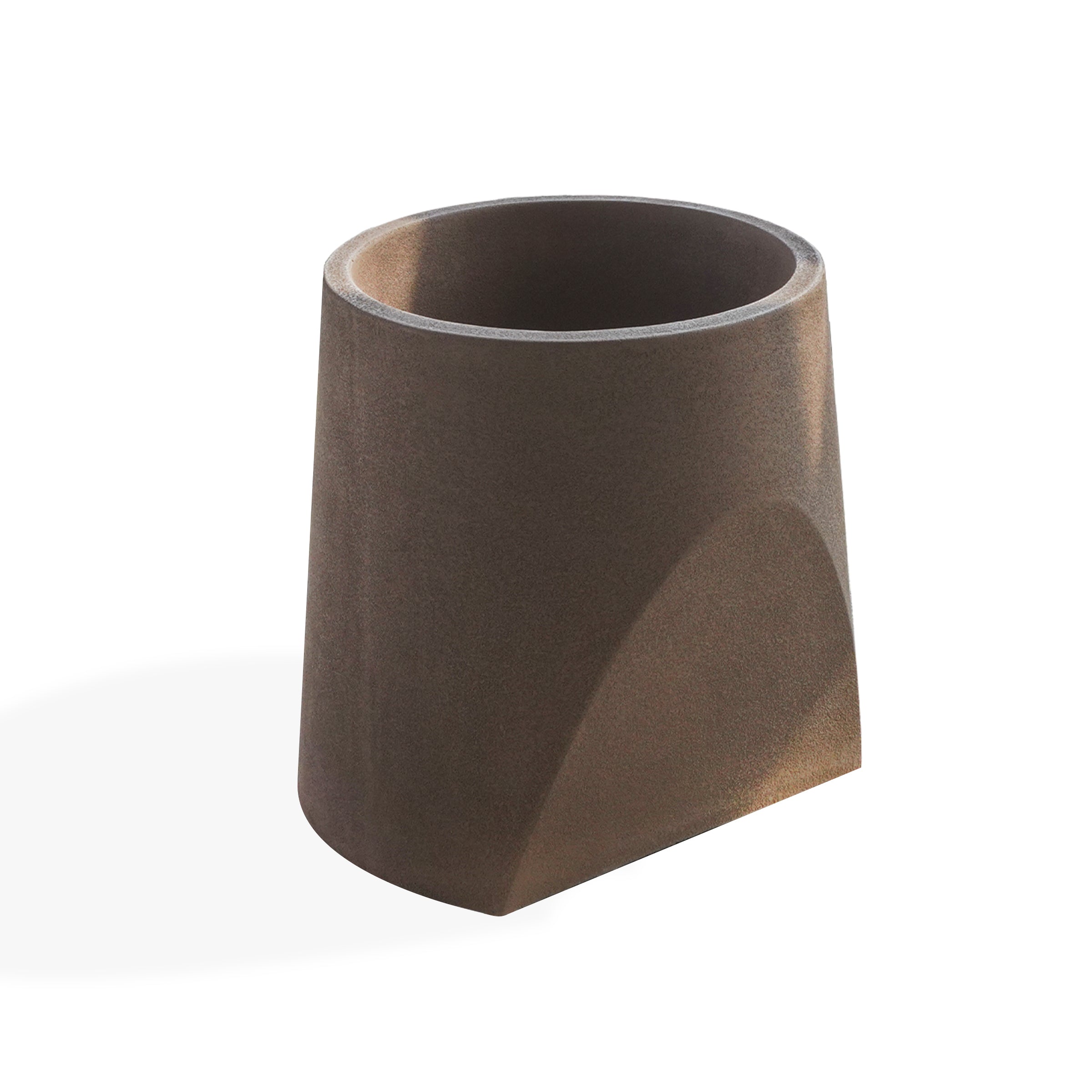 Coffee brown BEACON planter box with rectangular shape and textured surface, perfect for outdoor or indoor garden decor.