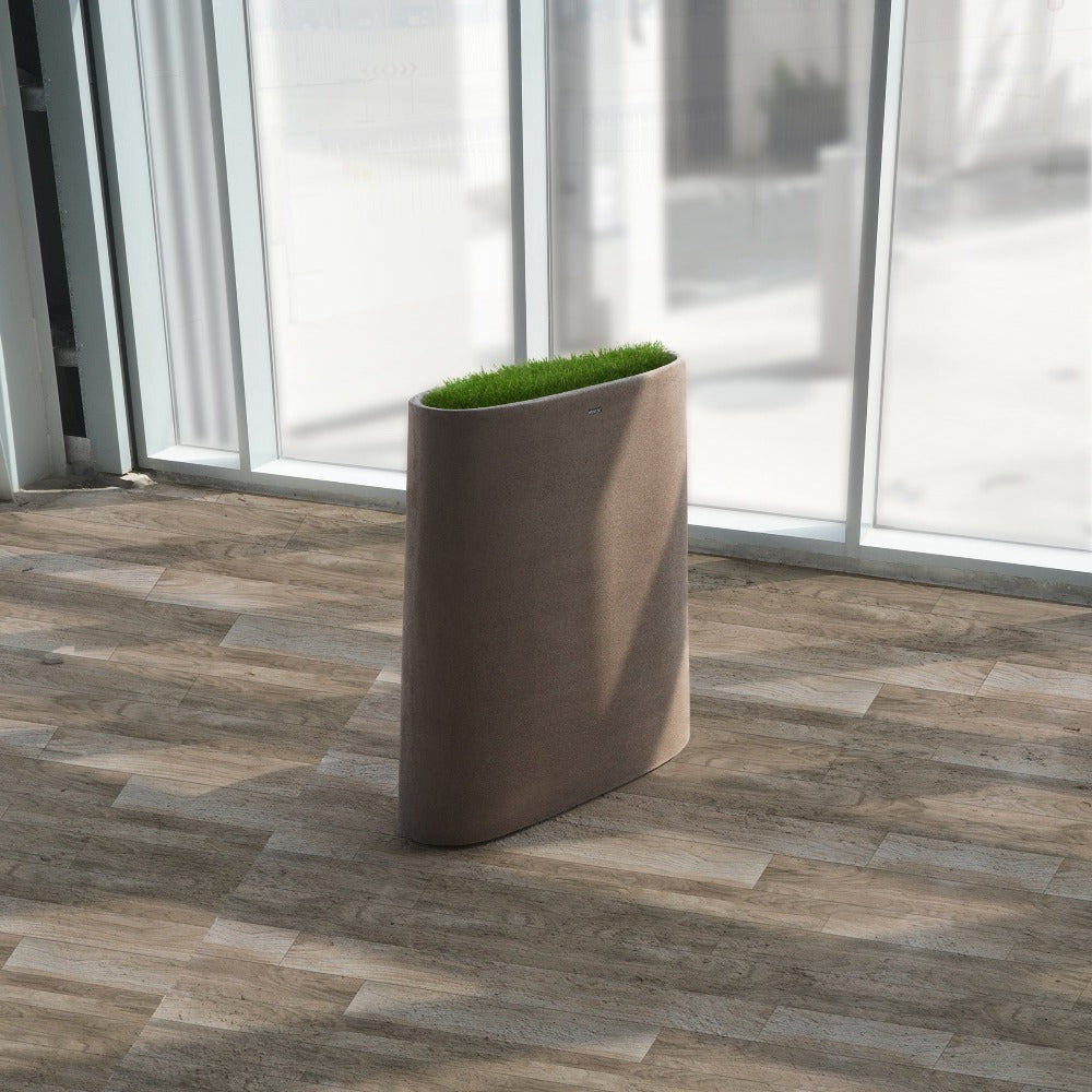 Coffee brown BEACON planter box XK-4087A-Coffee Brown, rectangular outdoor planter box with drainage holes, made of durable material.