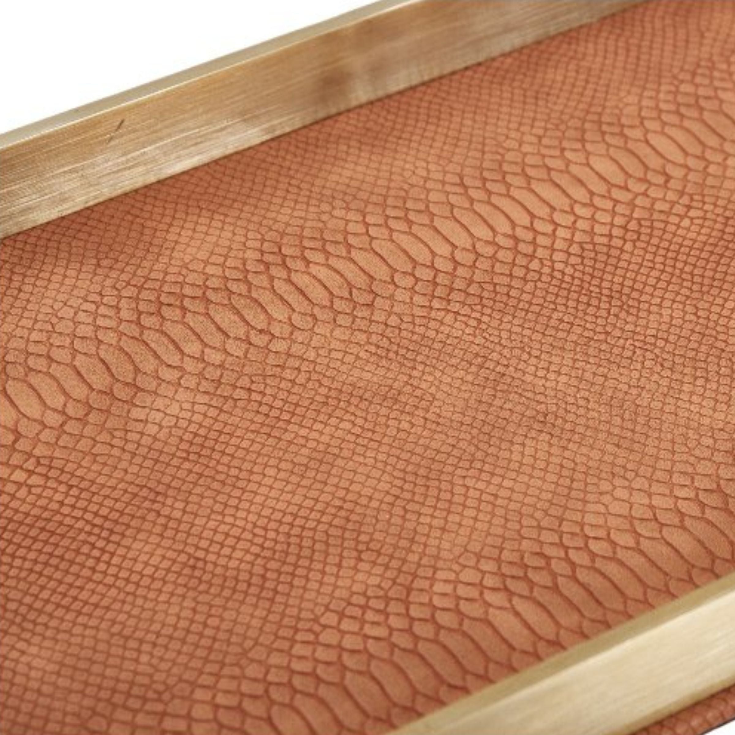 Brushed gold leather decorative tray by Beacon, stylish tray with leather surface and gold finish for elegant home decor.