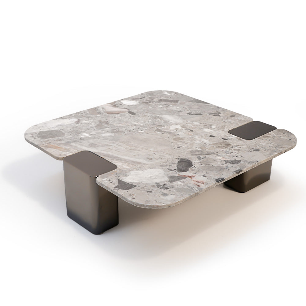 Coffee Table Natural Stone Top Stainless Steel Leg - LT053H -  Coffee Tables - ebarza Furniture UAE | Shop Modern Furniture in Abu Dhabi & Dubai - مفروشات ايبازرا في الامارات | تسوق اثاث عصري وديكورات مميزة في دبي وابوظبي