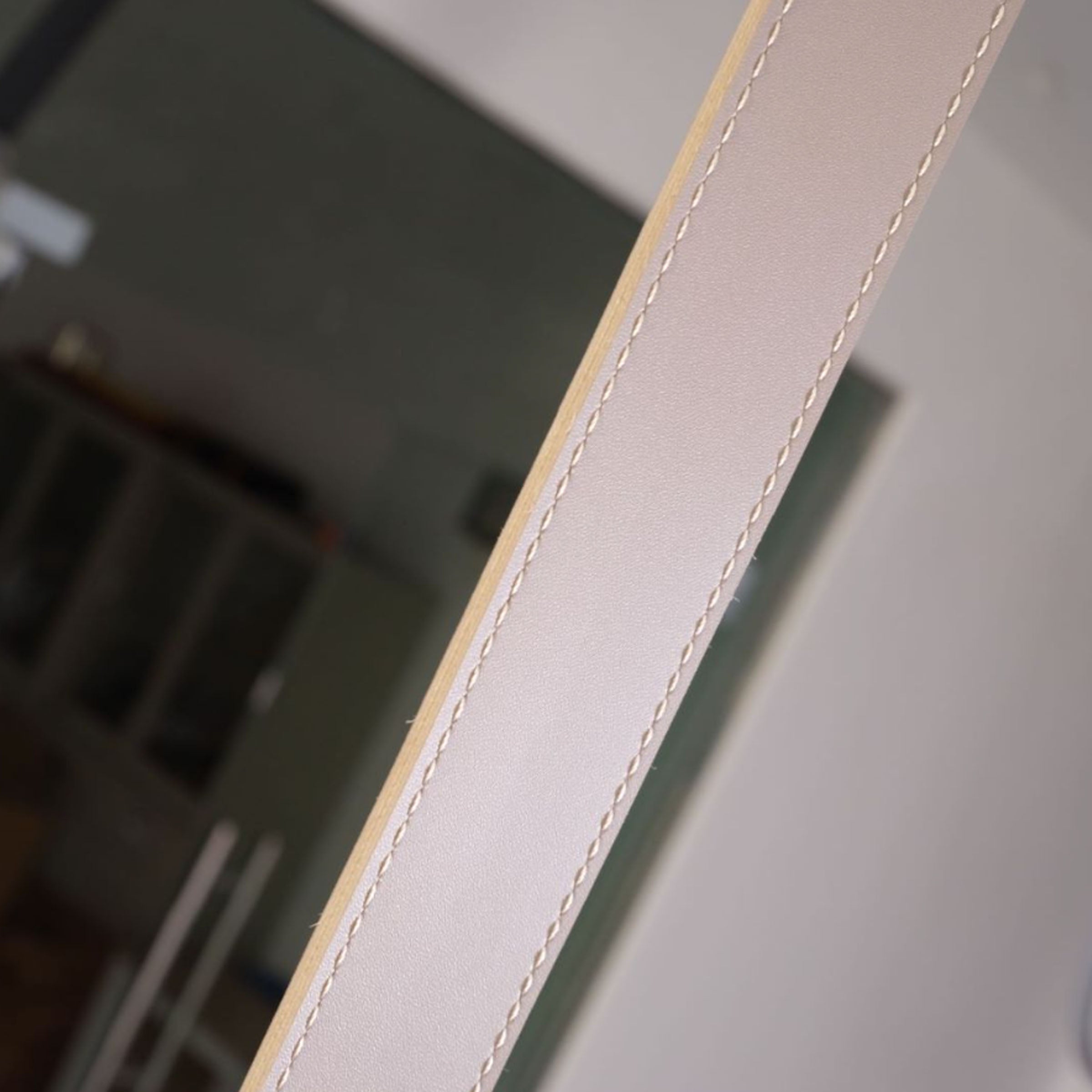 Beige leather and gold pendant lamp with 1.5m cord by BEACON, featuring a sleek, modern design for stylish lighting.
