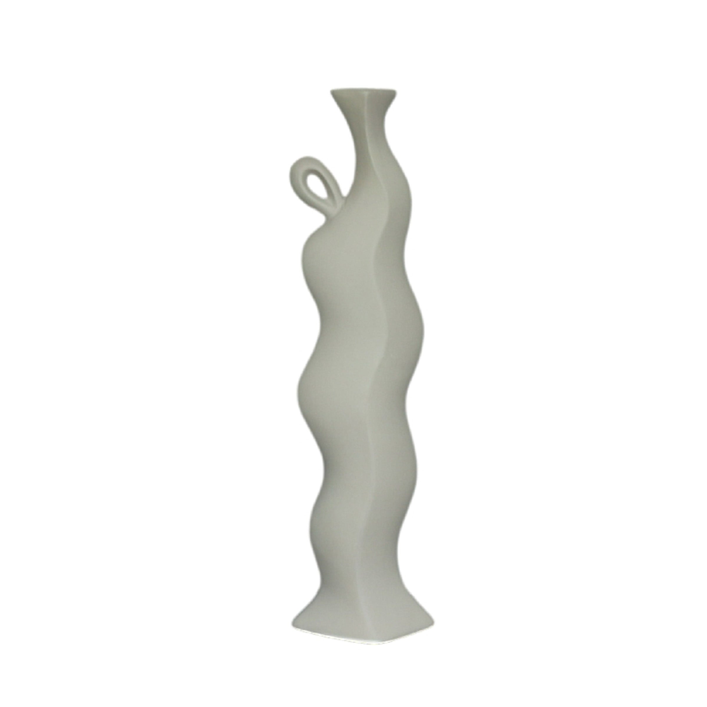 Contemporary textured beige vase by BEACON, featuring a modern design with a textured surface, perfect for home decor.