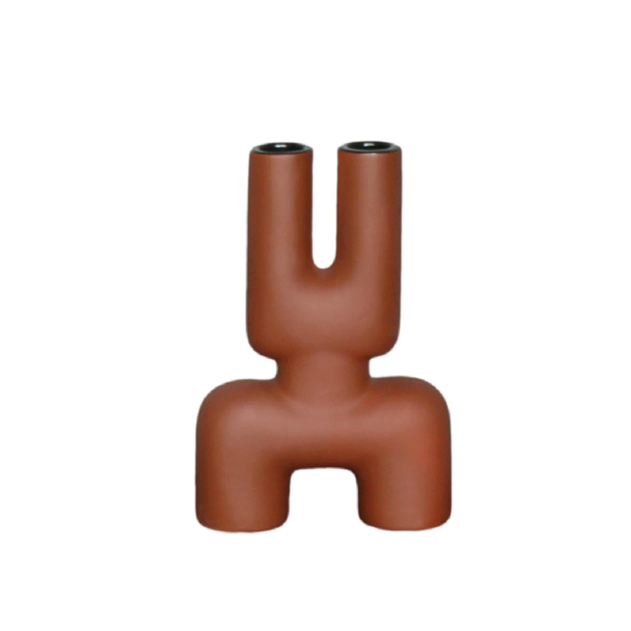 Contemporary textured U-shaped clay vase by BEACON, featuring a modern design and artistic surface detail.