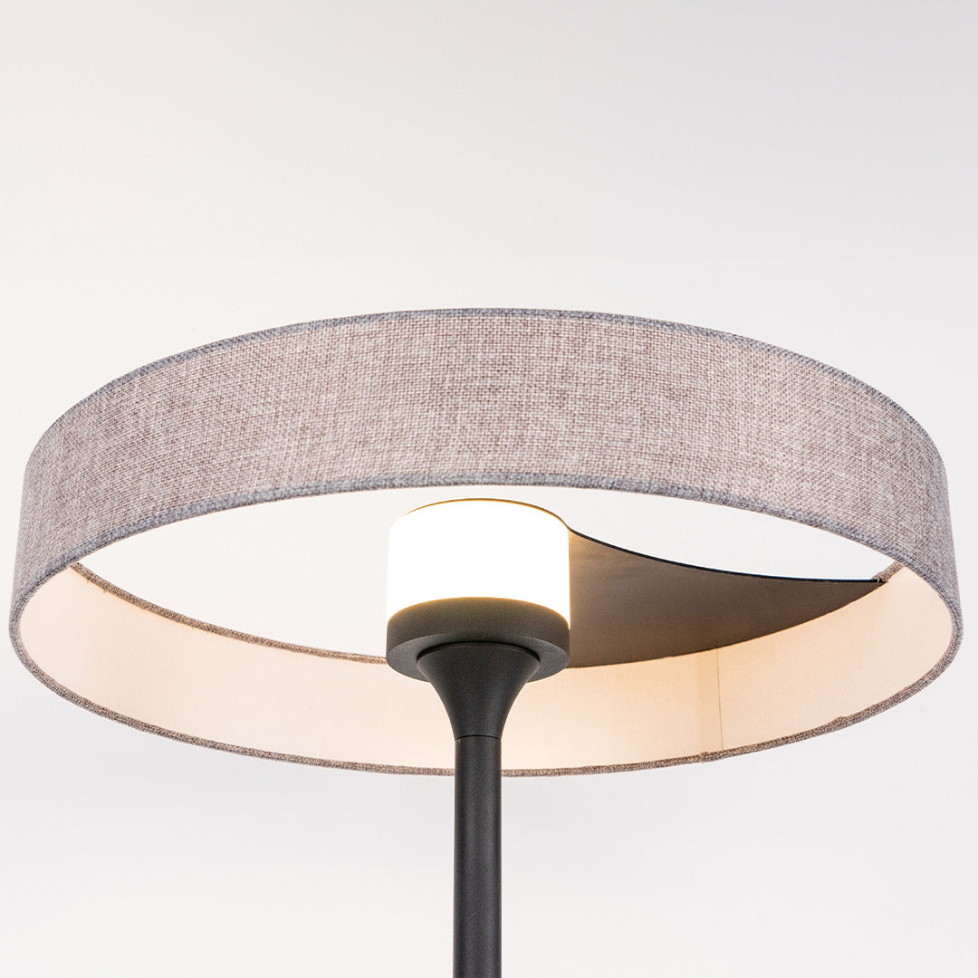 BEACON Crescent LED metal and aluminum fabric floor lamp with a curved crescent design, 155x45 cm, modern lighting fixture