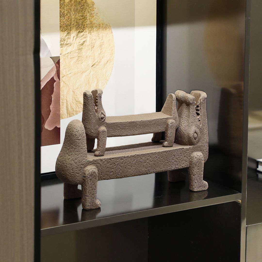 Resin crocodile ornament from BEACON home decor figurines, detailed crocodile sculpture for stylish interior decoration.