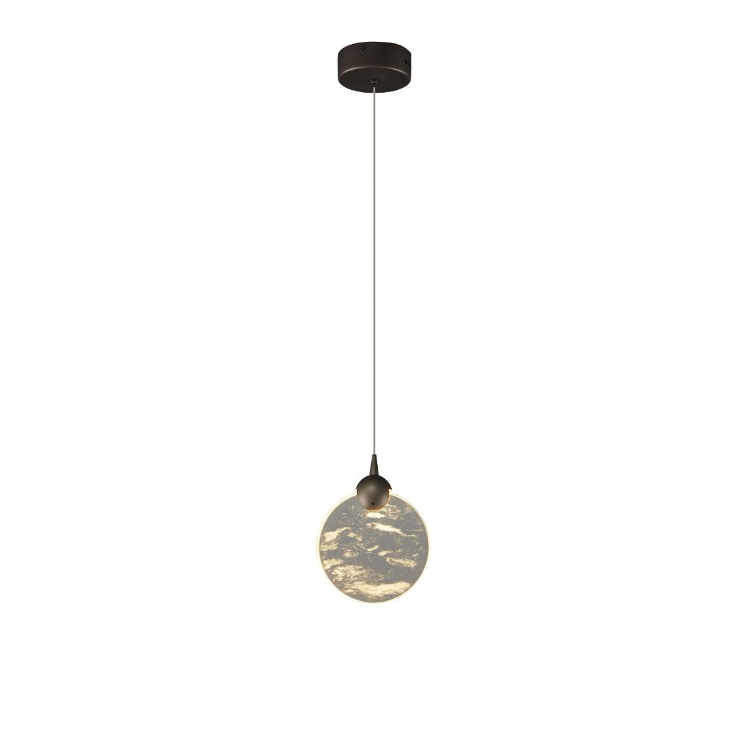 Crystal arc pendant lamp by BEACON with elegant, faceted crystal design and sleek metal accents, perfect for modern lighting decor.