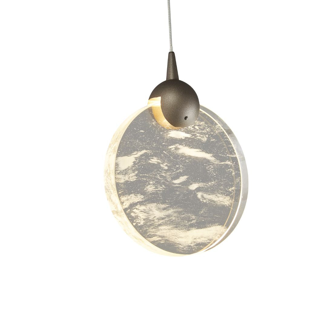 Crystal arc pendant lamp by BEACON featuring a sleek design with sparkling crystal accents for modern interior lighting.