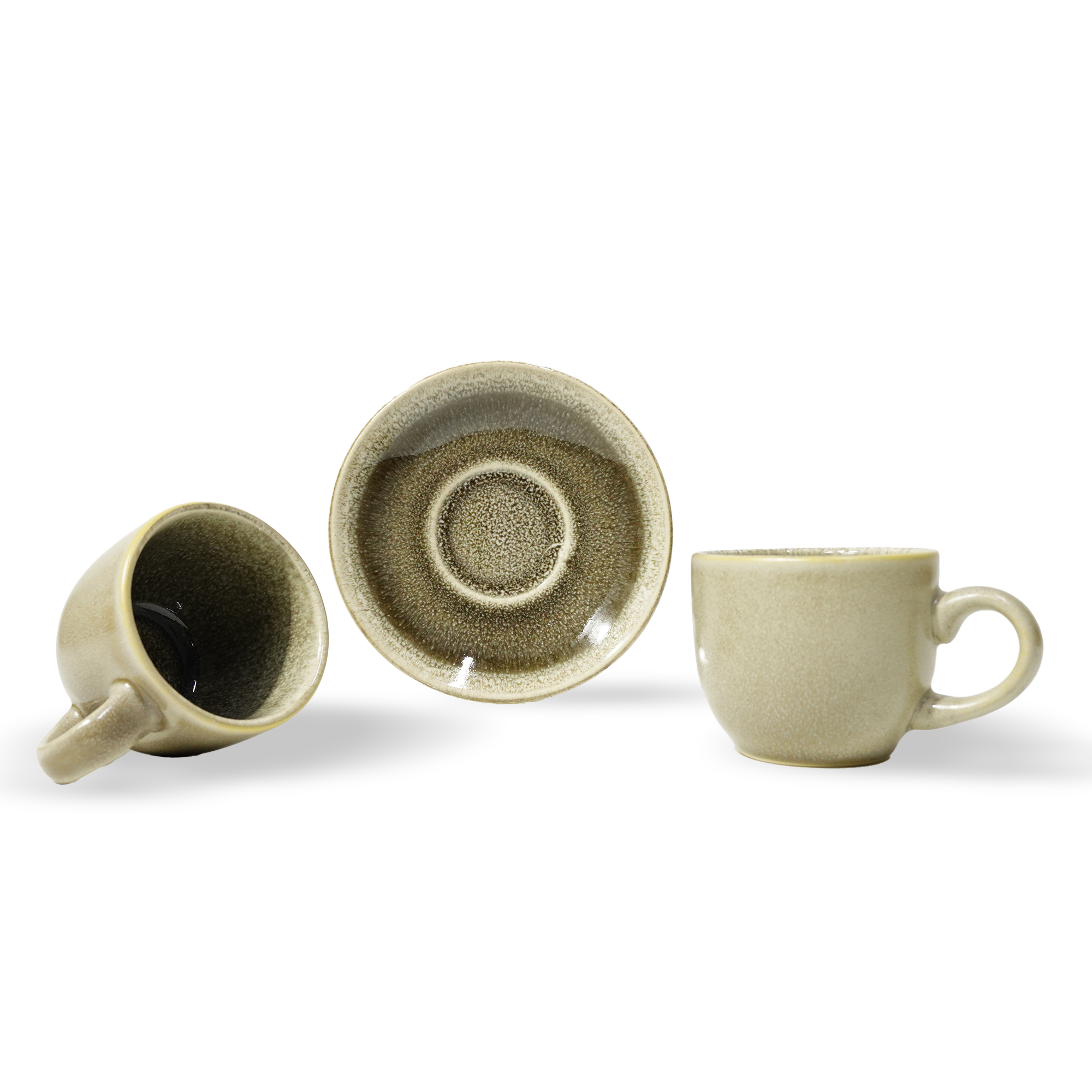 Brown ceramic cup and saucer set from BEACON coffee set collection, featuring a smooth finish and elegant design.