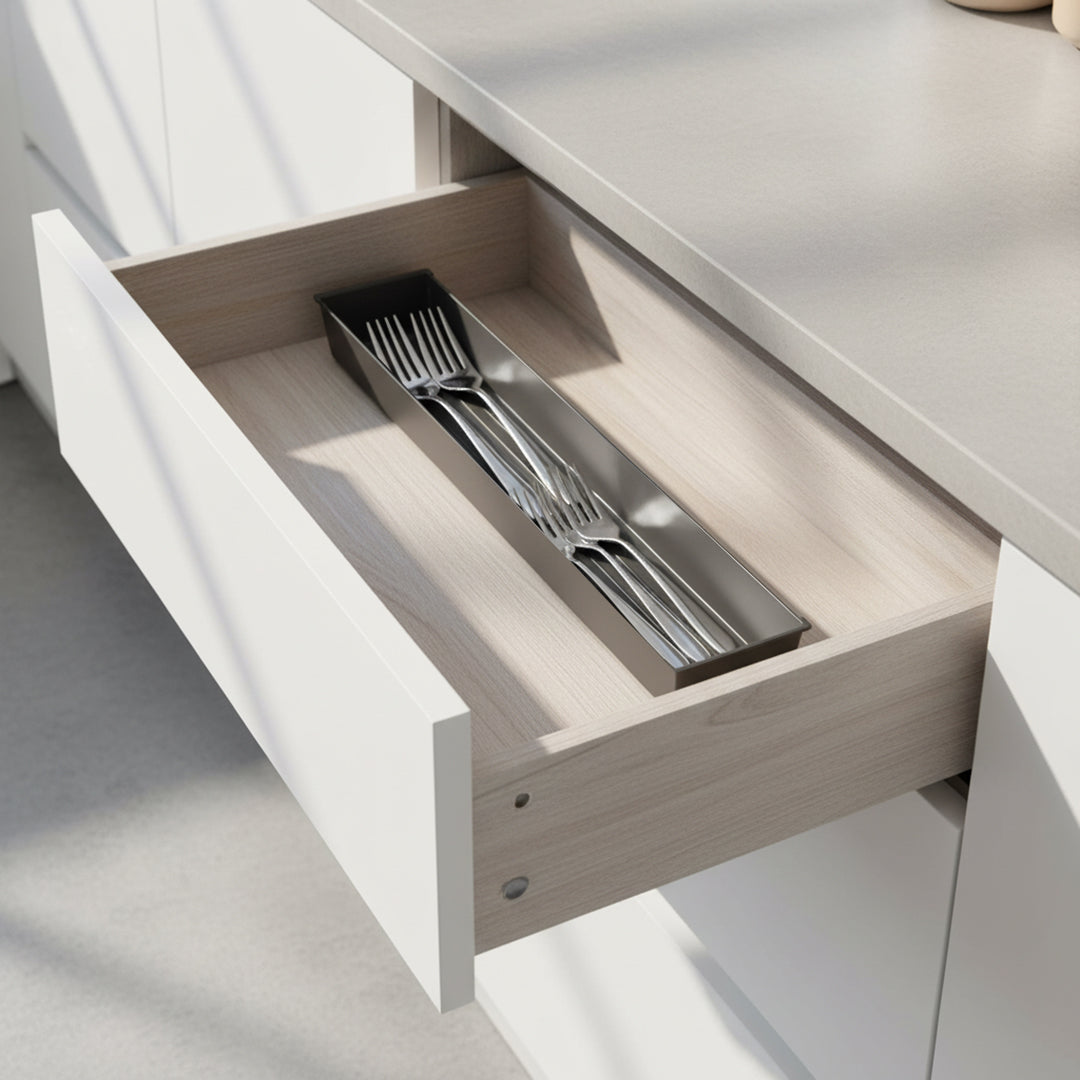 Beacon VDR-006 cutlery tray, 40x7.5cm drawer organizer with compartments for utensils and silverware.