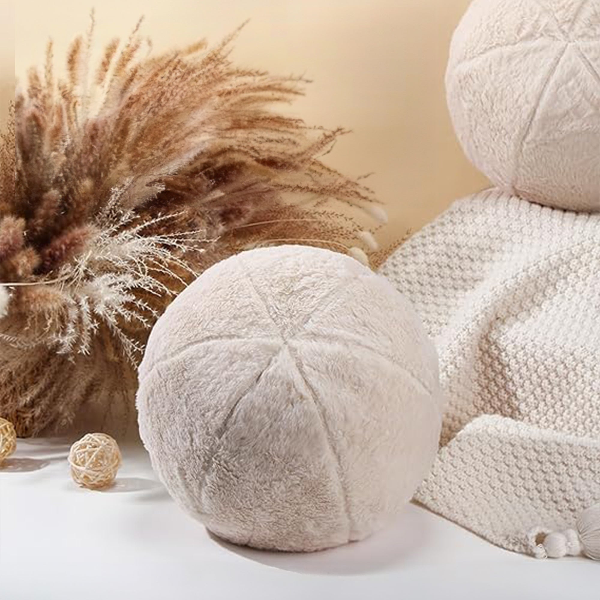BEACON plush ball cushion with filling, 30cm diameter, soft textured fabric, perfect for comfort and decorative use.