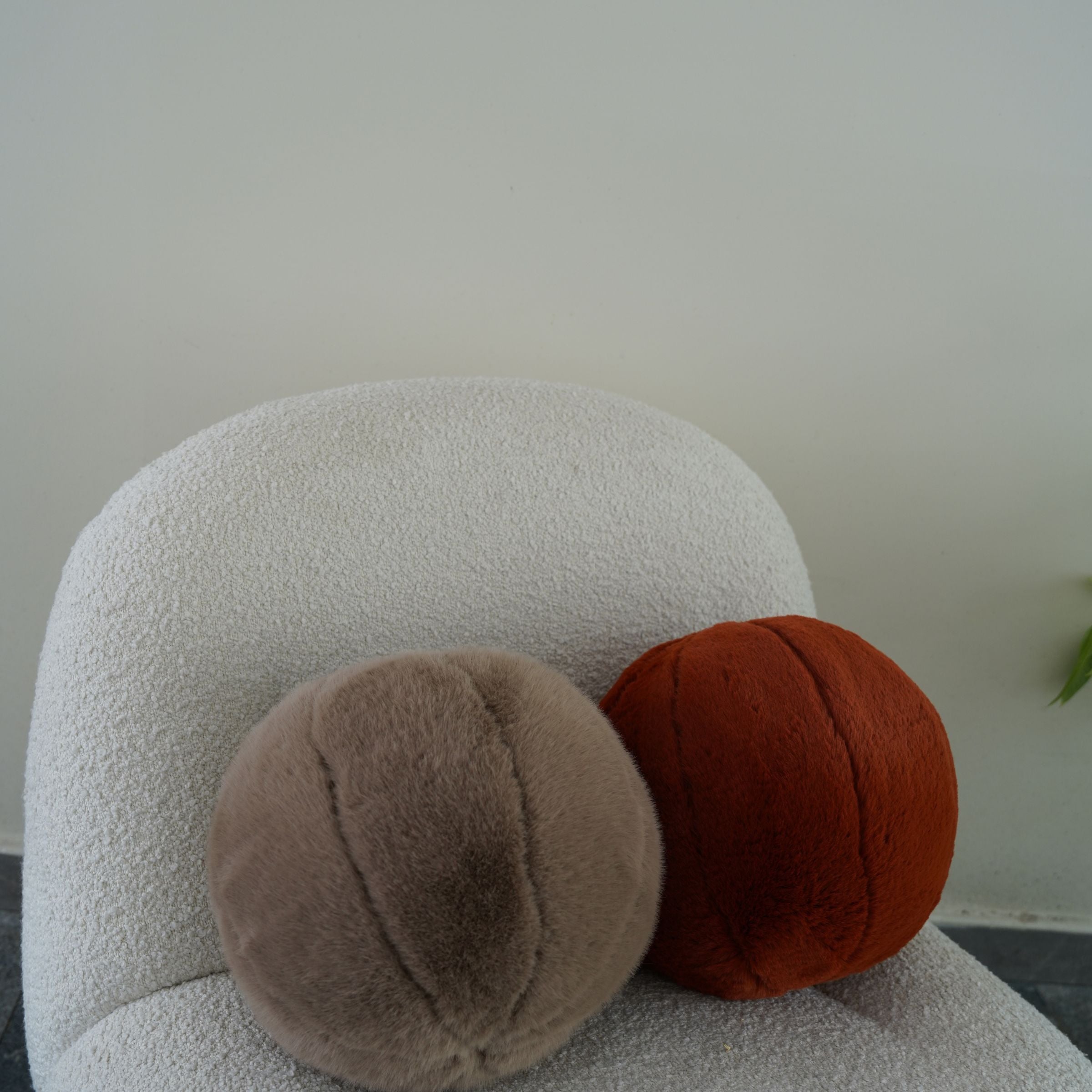 Soft plush ball cushion from BEACON, 30cm diameter with filling, featuring a colorful, textured surface for comfortable seating.