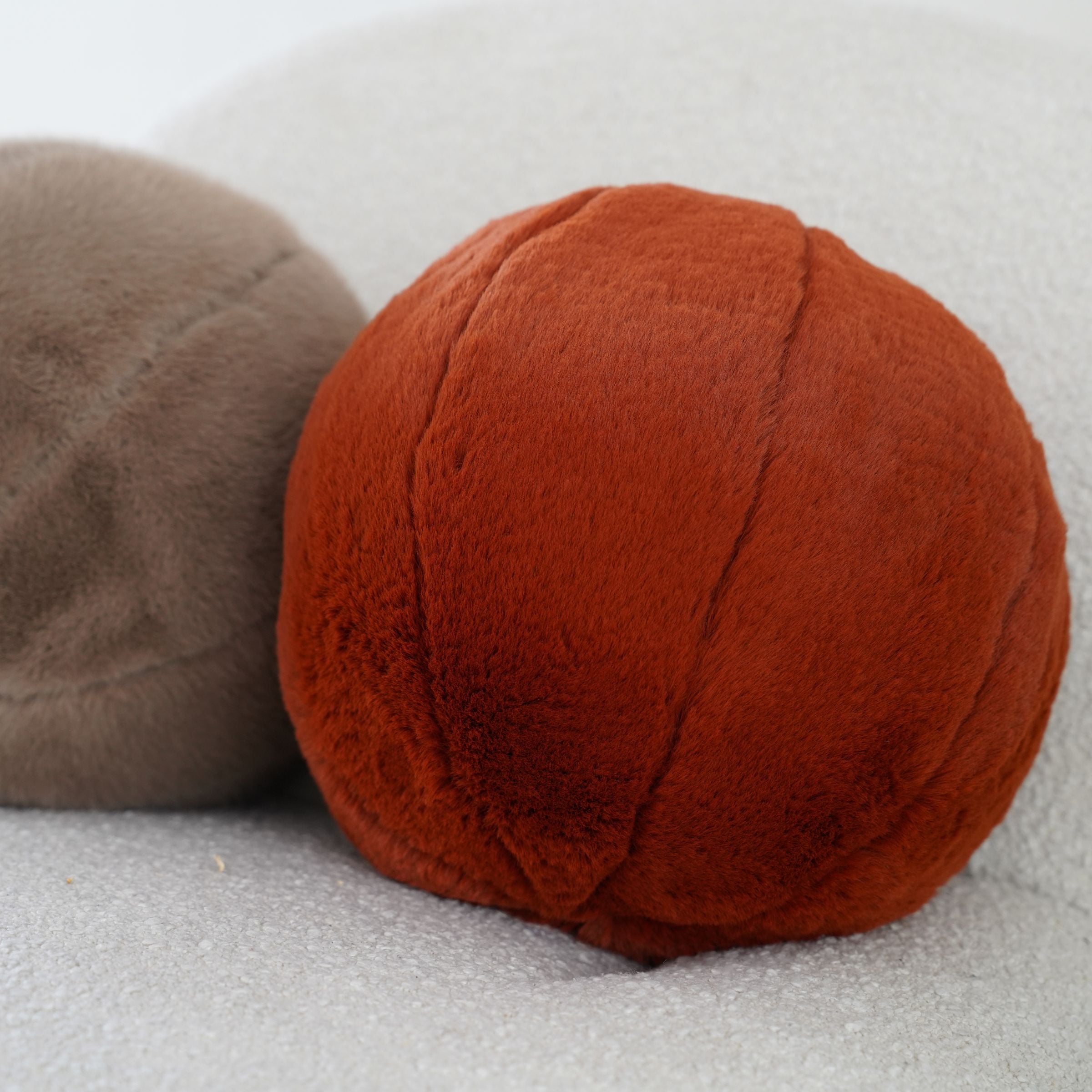 Soft, round BEACON plush ball cushion with filling, 30cm diameter, featuring colorful, textured fabric for comfortable seating.