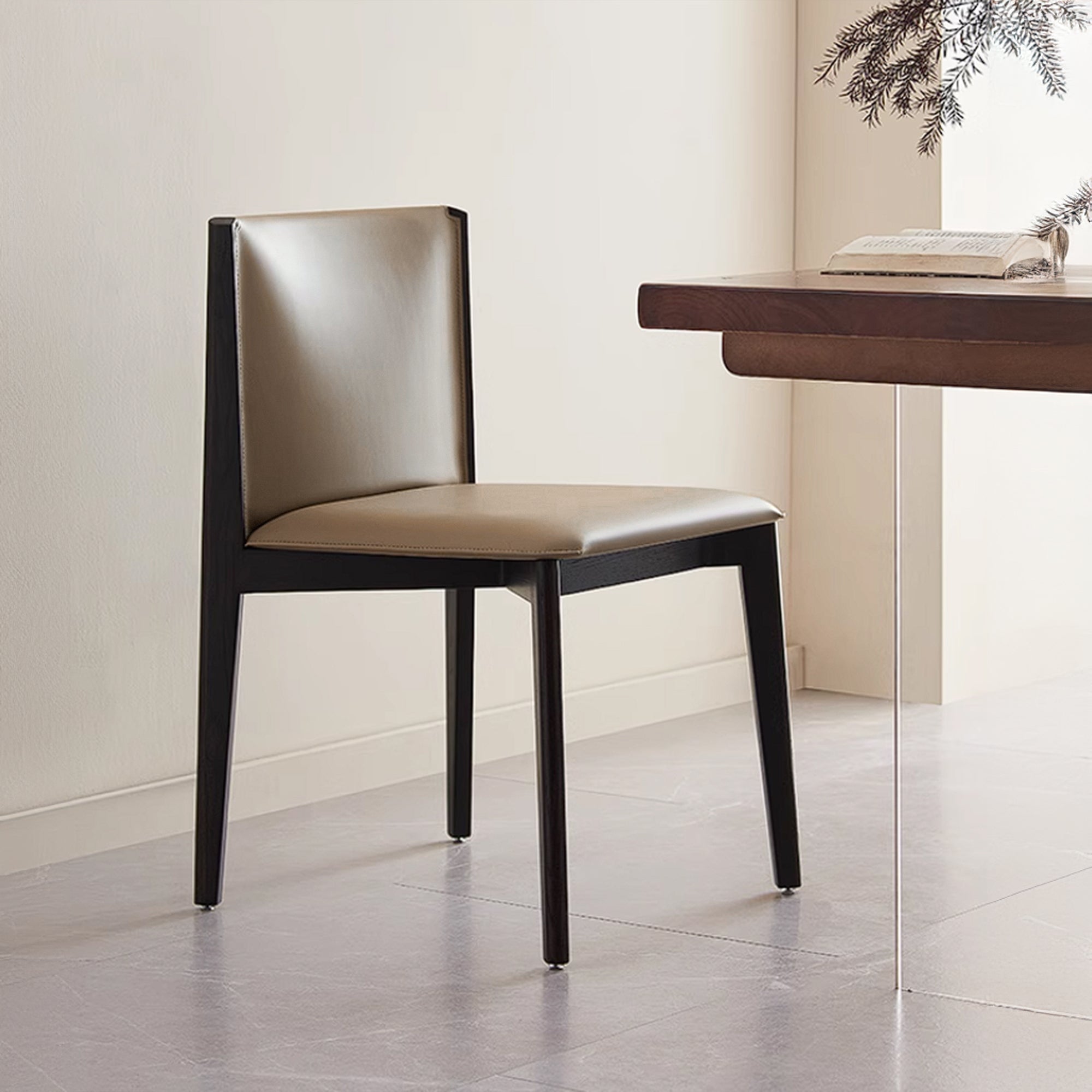 Dark Saddle Leather Dining Chair without arm PS-B132-1 -  Chairs - ebarza Furniture UAE | Shop Modern Furniture in Abu Dhabi & Dubai - مفروشات ايبازرا في الامارات | تسوق اثاث عصري وديكورات مميزة في دبي وابوظبي