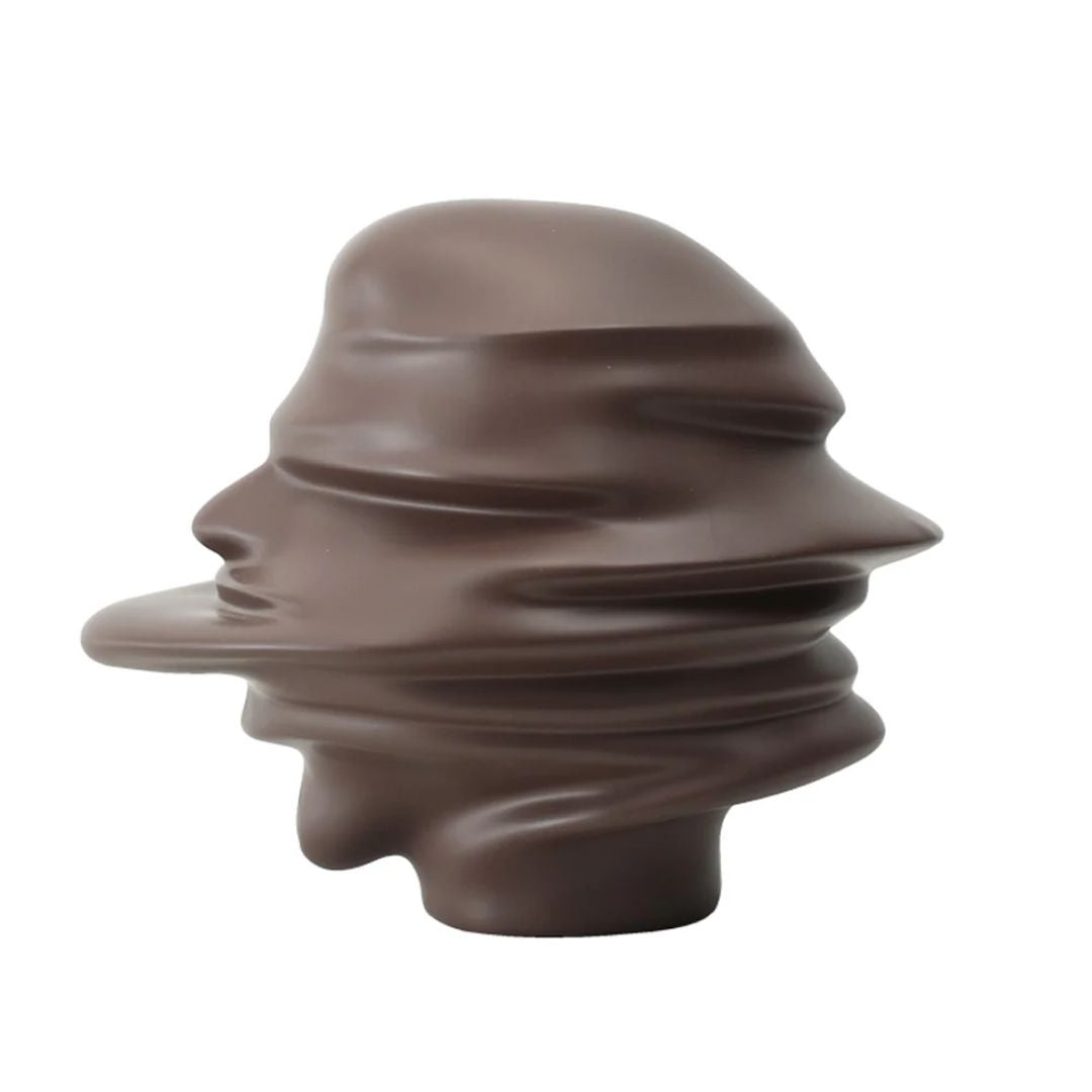Dark taupe resin abstract figurative sculpture with stone appearance, home decor figurine by BEACON.