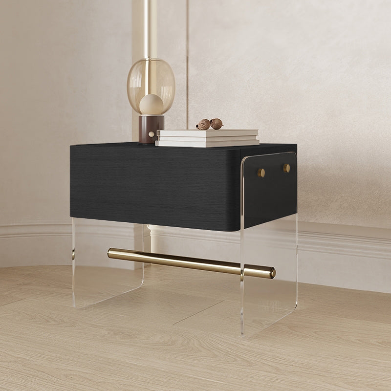 Dark Walnut With Clear Acrylic Coffee Table MLL-T70 -  Side Tables - ebarza Furniture UAE | Shop Modern Furniture in Abu Dhabi & Dubai - مفروشات ايبازرا في الامارات | تسوق اثاث عصري وديكورات مميزة في دبي وابوظبي