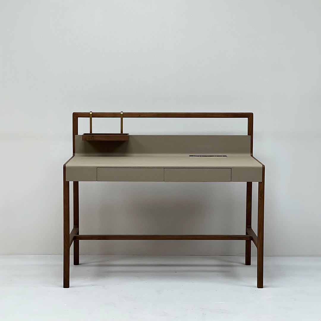 Dark walnut wooden desk from BEACON, JK-J12 office desk with a sleek finish and spacious workspace.