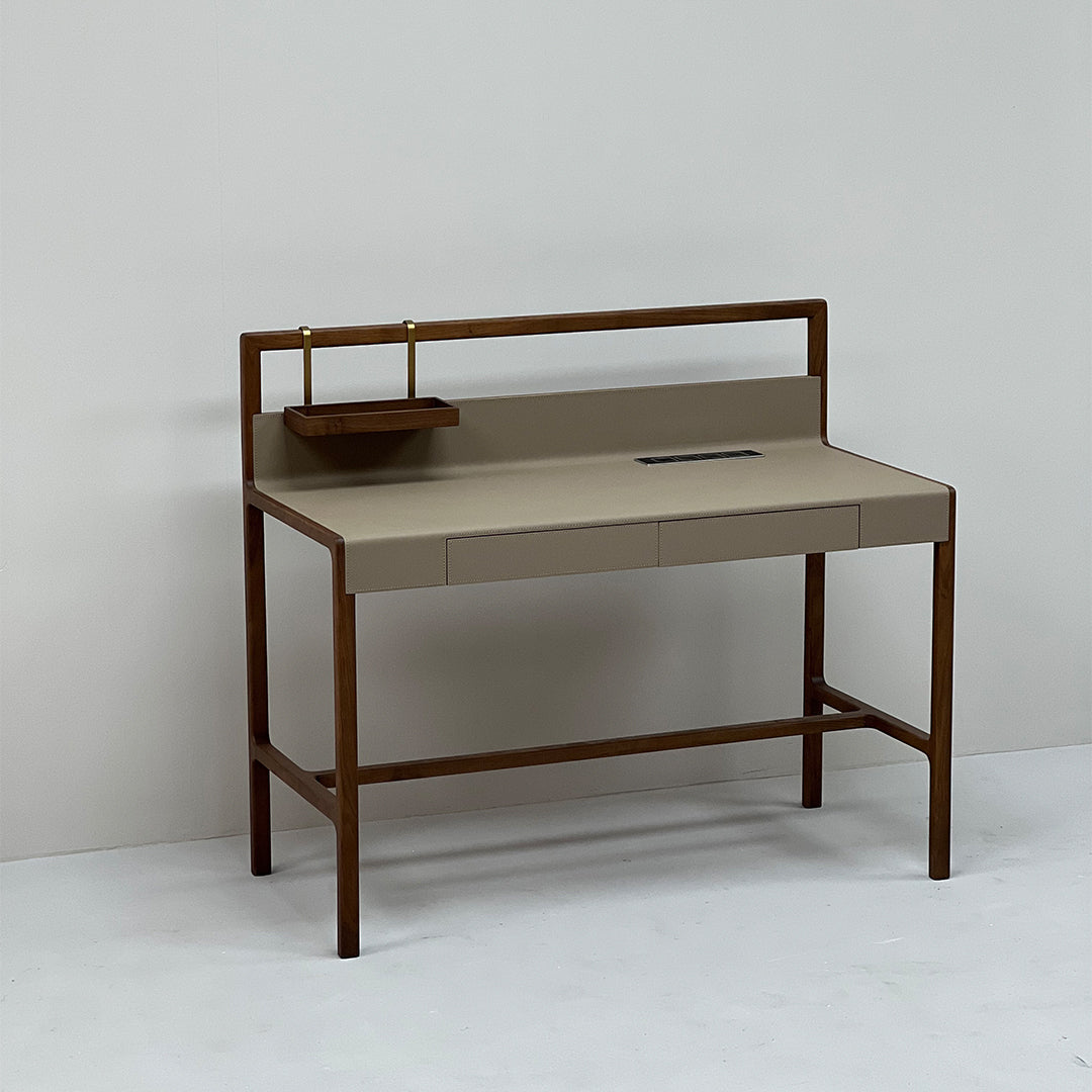Dark walnut wooden office desk with clean lines and sturdy construction, designed by BEACON, model JK-J12.